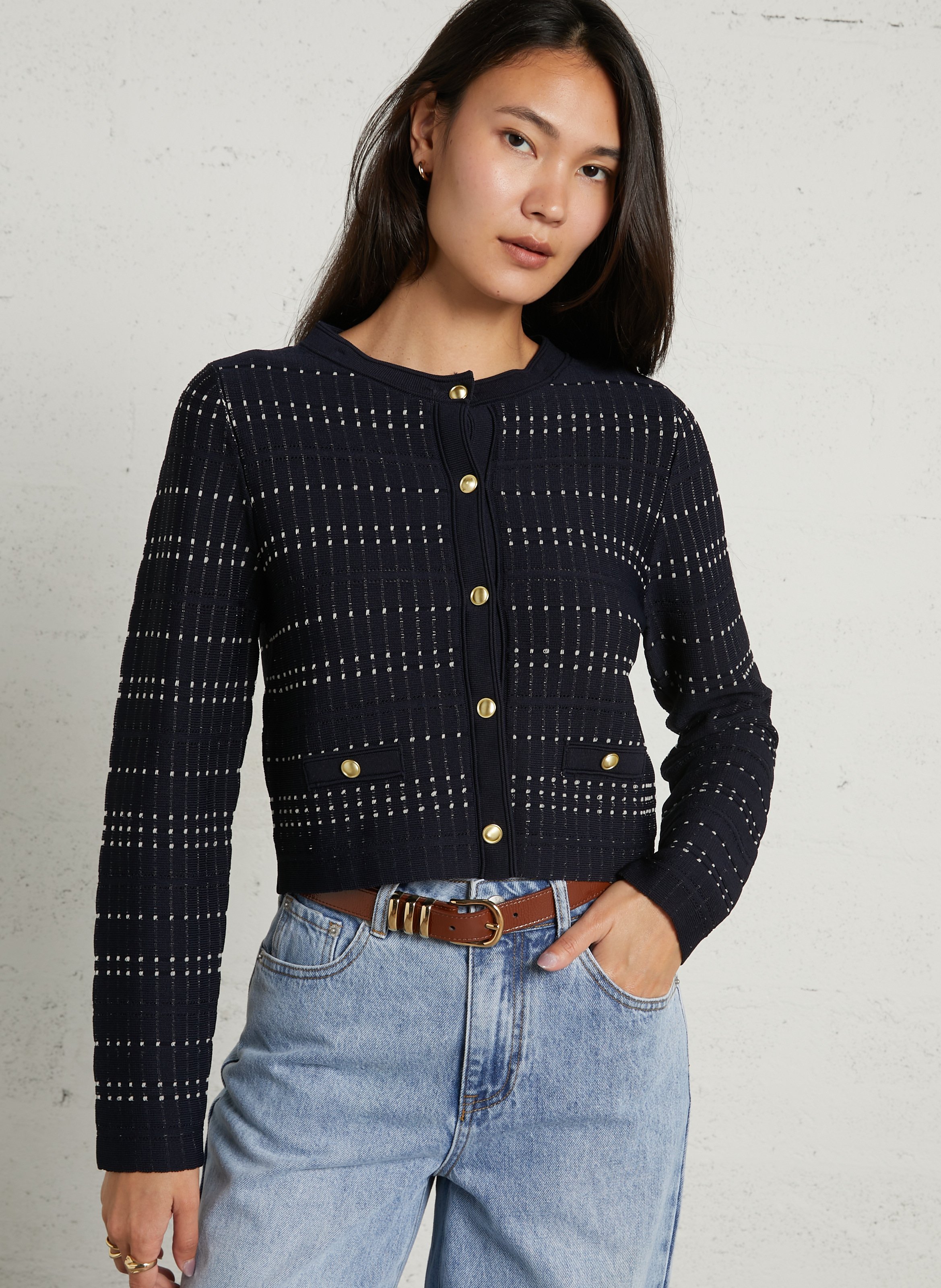 Gilet col rond SUNCOO Bleu