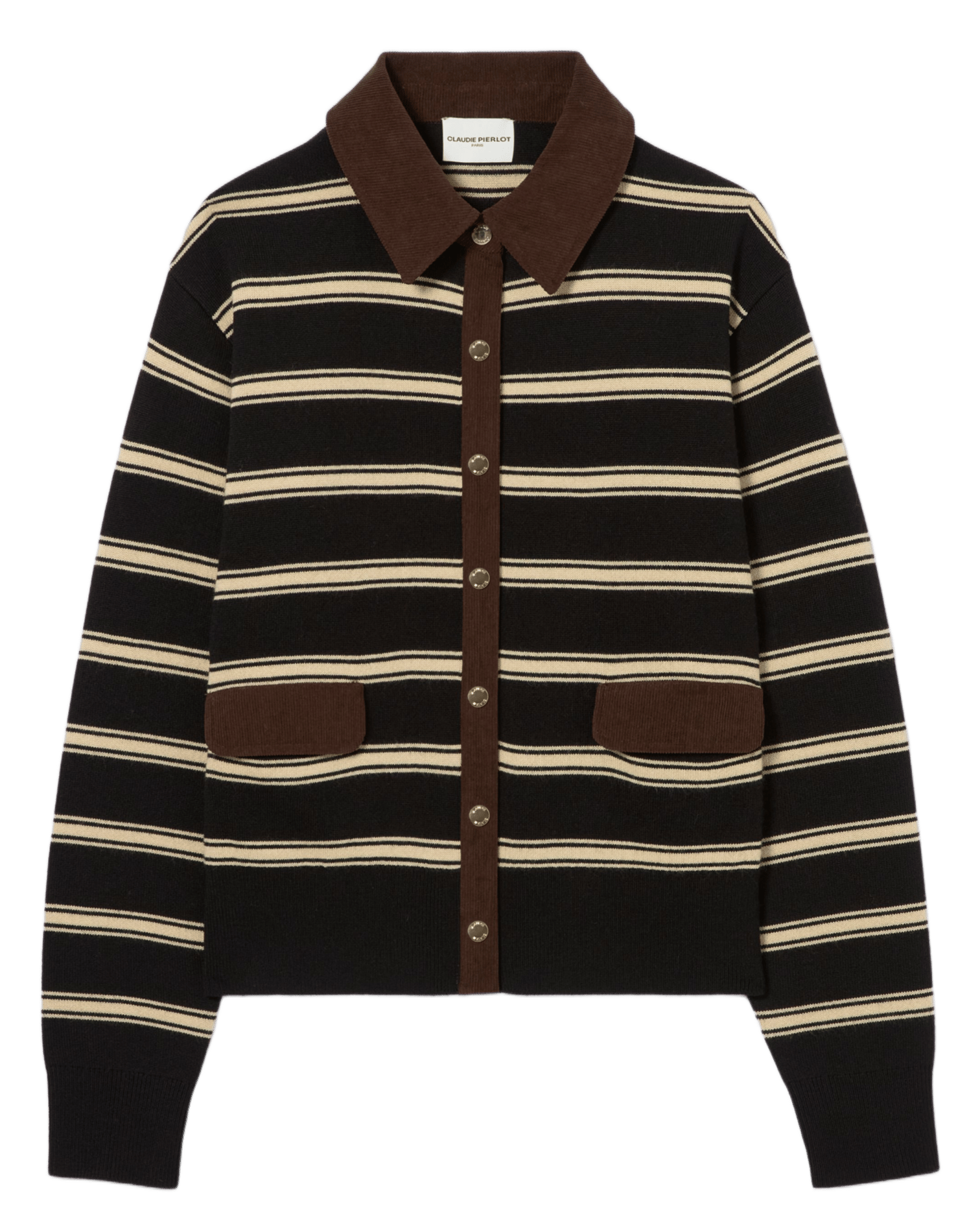 Cardigan col classique à rayures | Noir CLAUDIE PIERLOT Femme