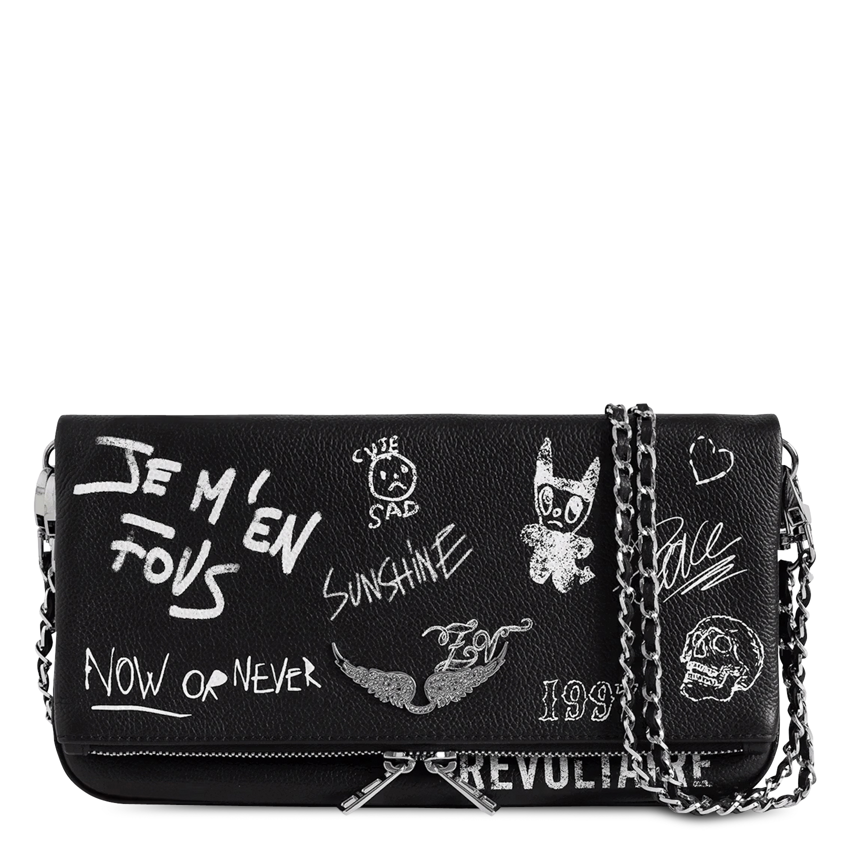 Leder-Clutch mit Print ZADIG&VOLTAIRE Schwarz