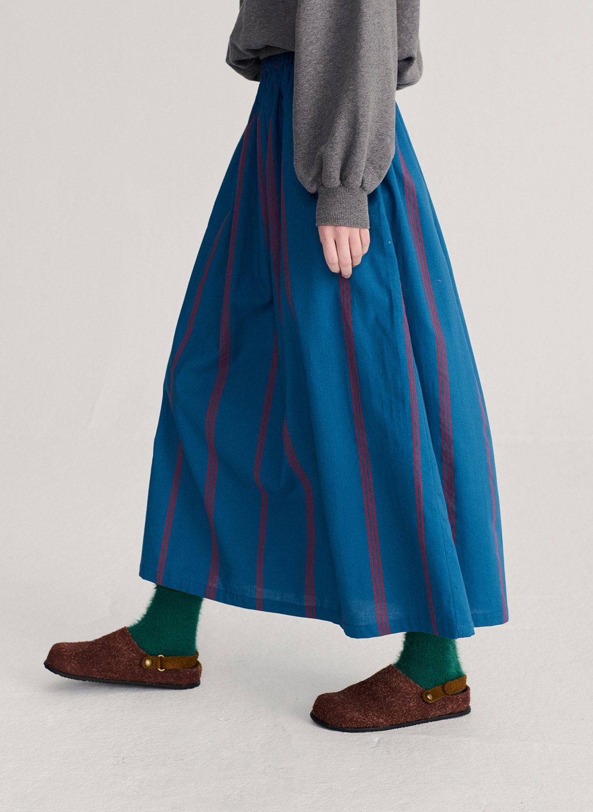 Jupe évasée taille haute rayée BOBO CHOSES Bleu