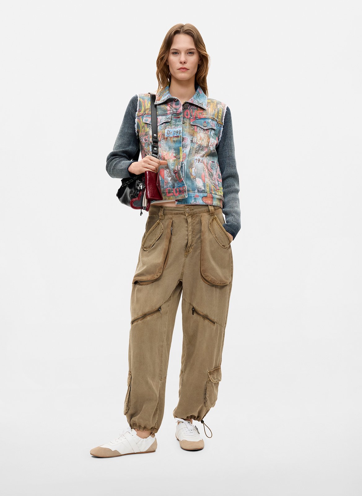 Printed denim jacket DESIGUAL Blue