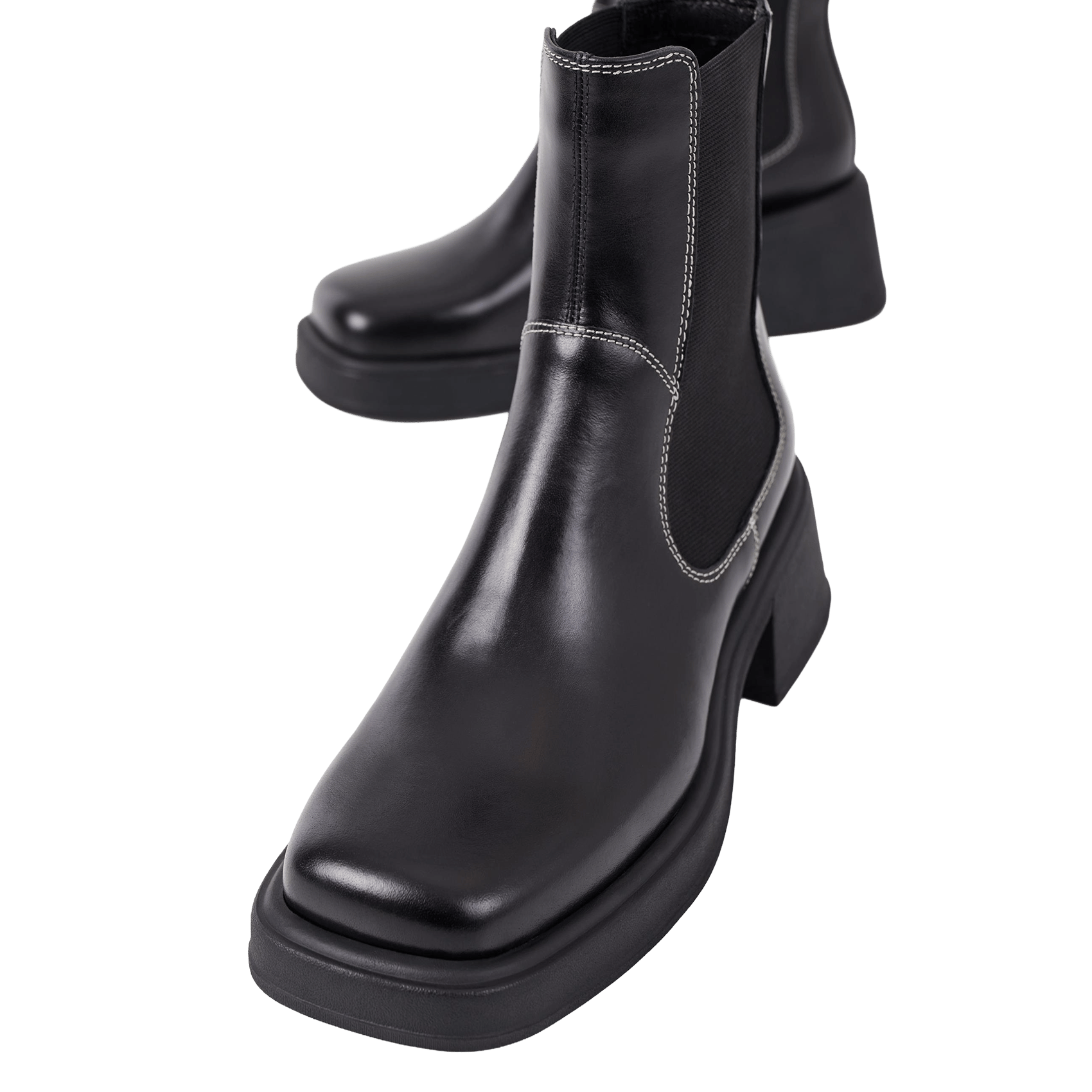 Square-toe leather boots VAGABOND Black