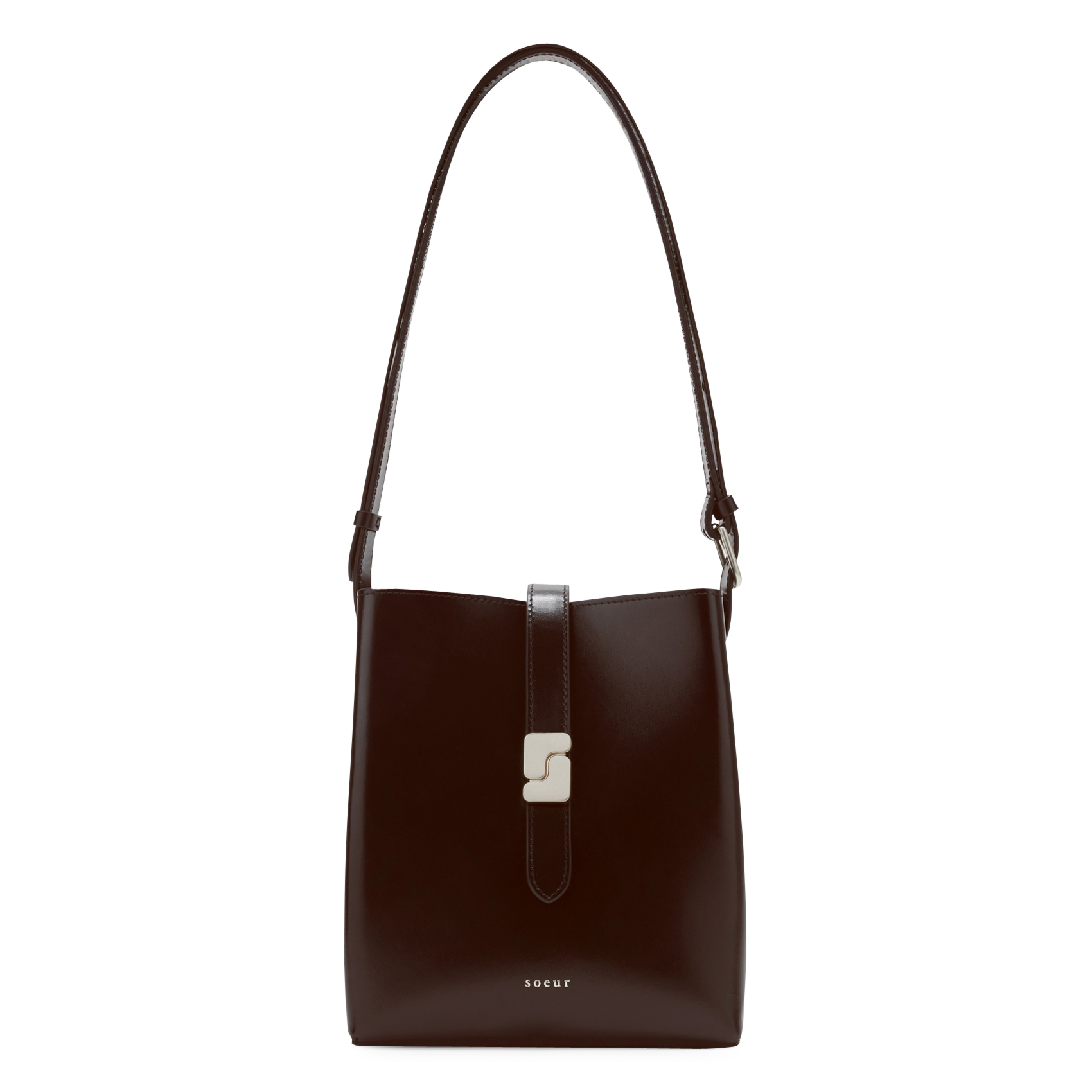 Lakleren schoudertas SOEUR Bruin