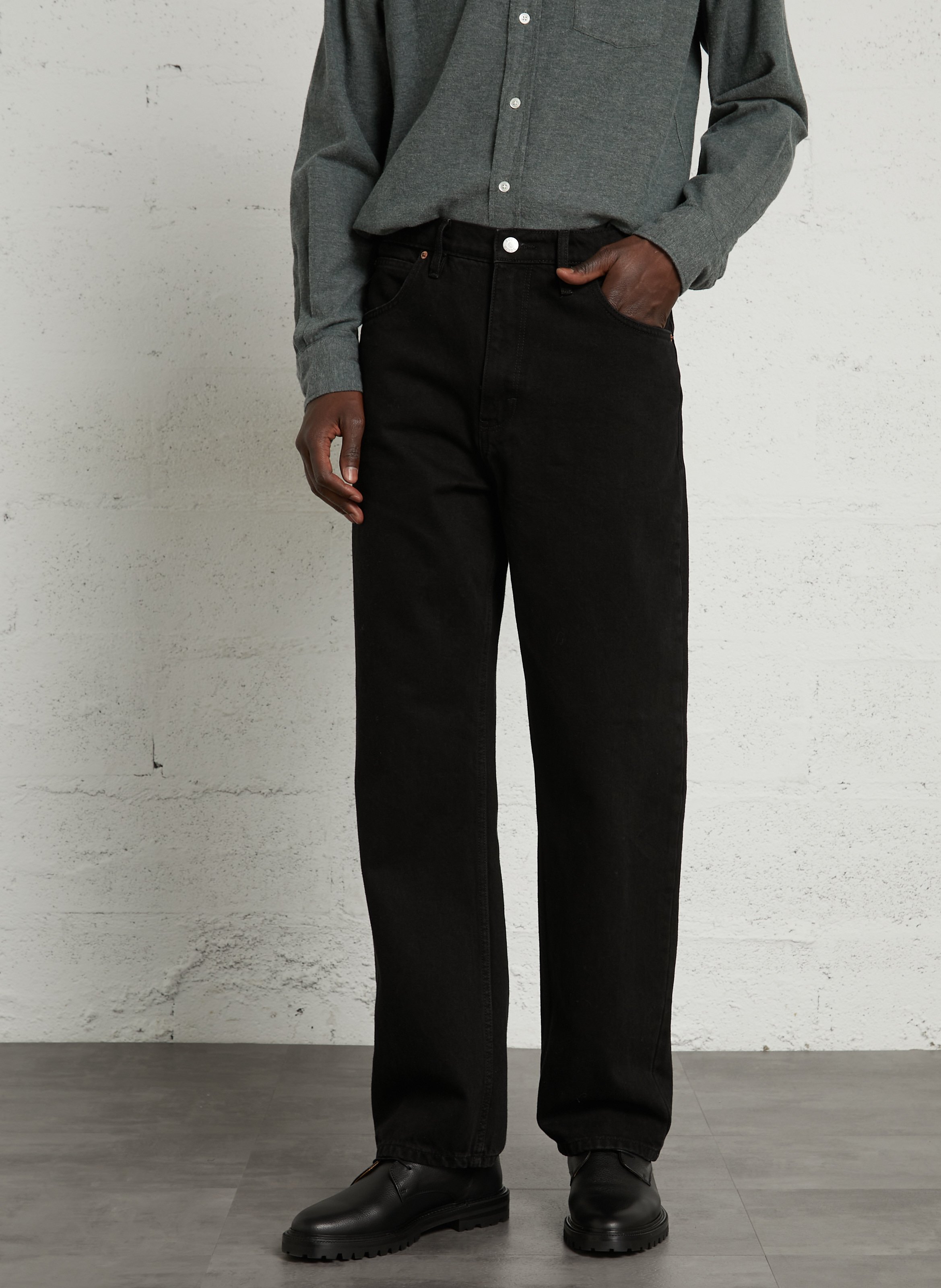 Einfarbige Straight-Jeans mit hohem Bund SOLID Blau