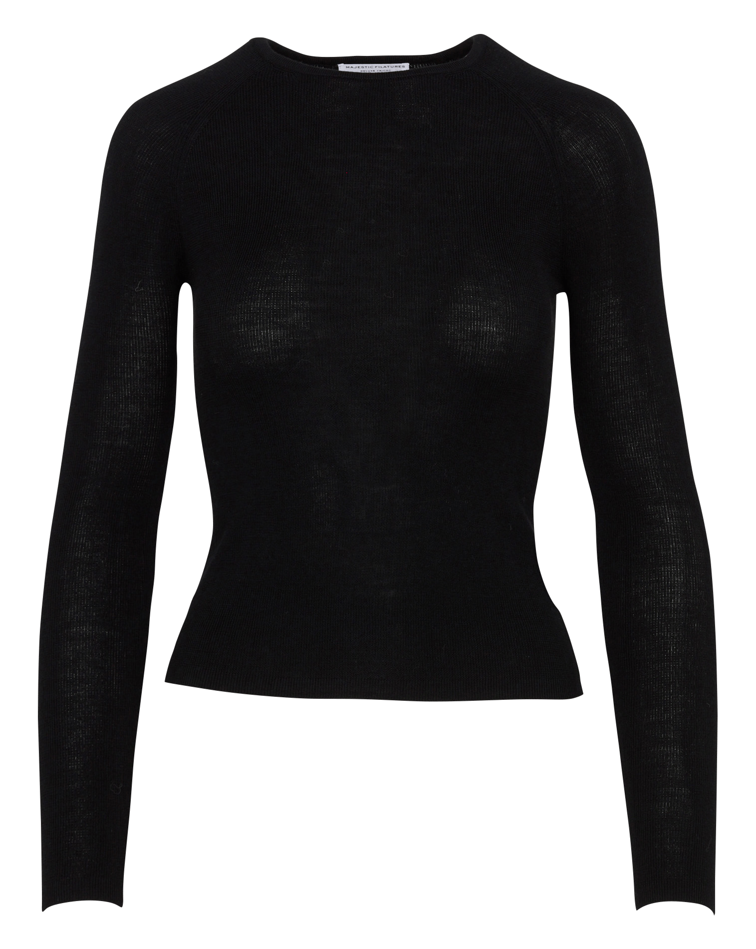 Top van wolmix met ronde hals MAJESTIC FILATURES Zwart
