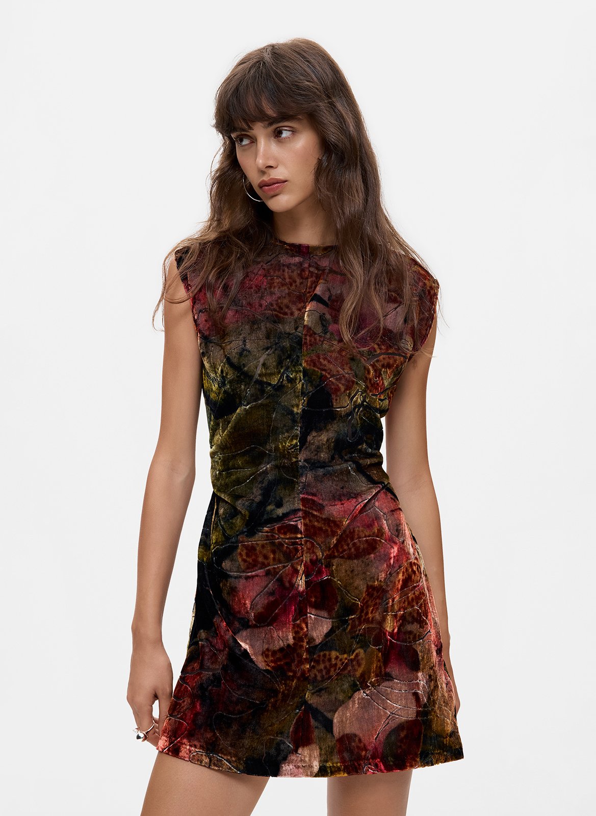 Short round-neck patterned dress DESIGUAL Red