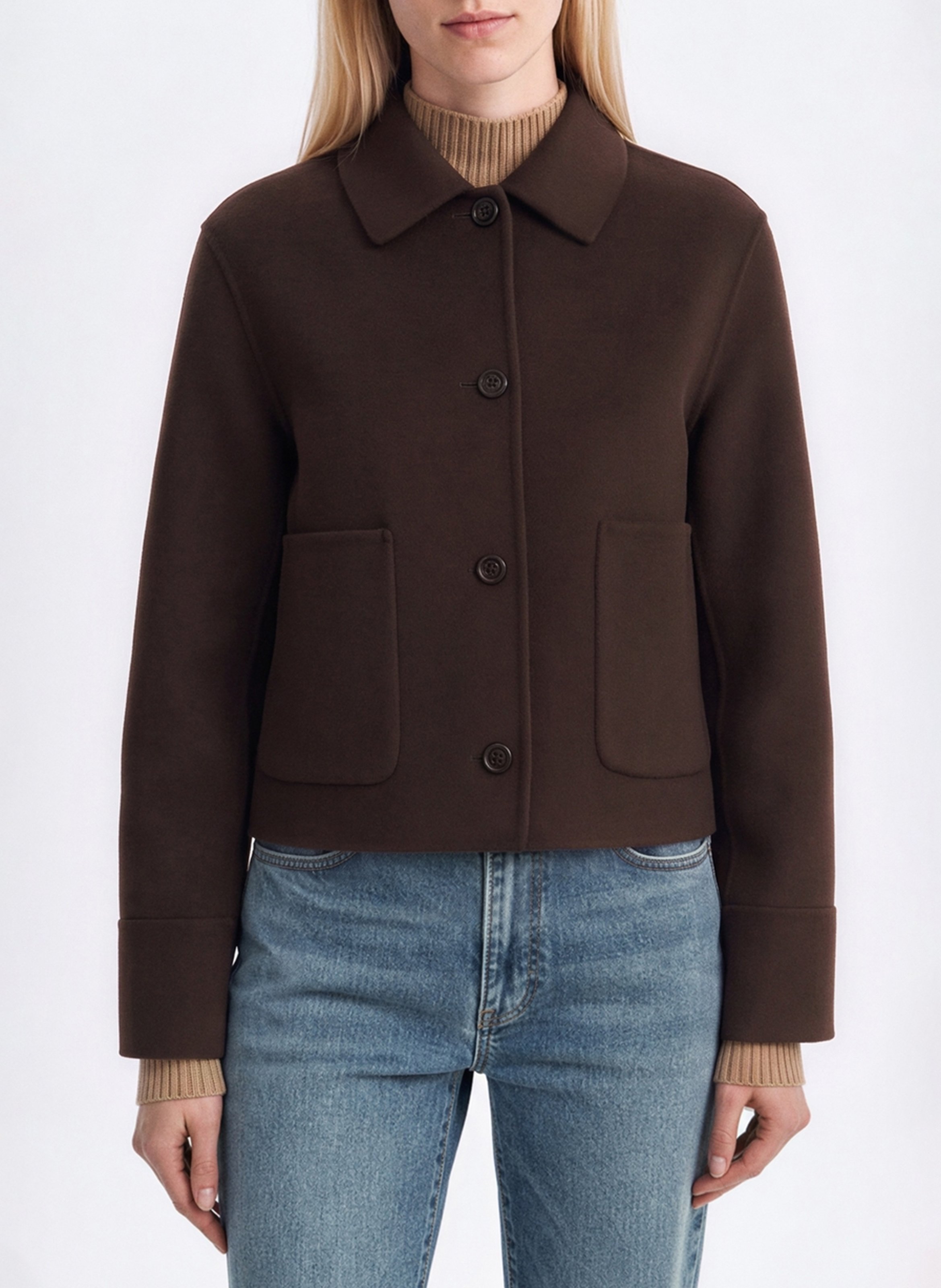 Gerade geschnittene Jacke aus Wollmischung mit Knöpfen VANESSA BRUNO Braun