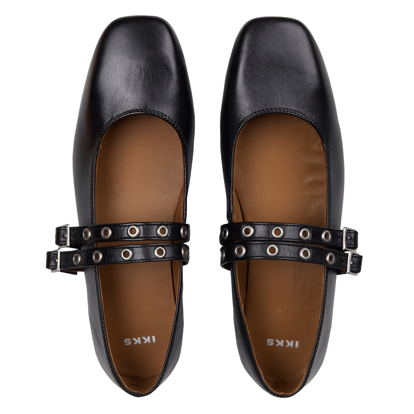 Leather ballet flats with square toe IKKS Black