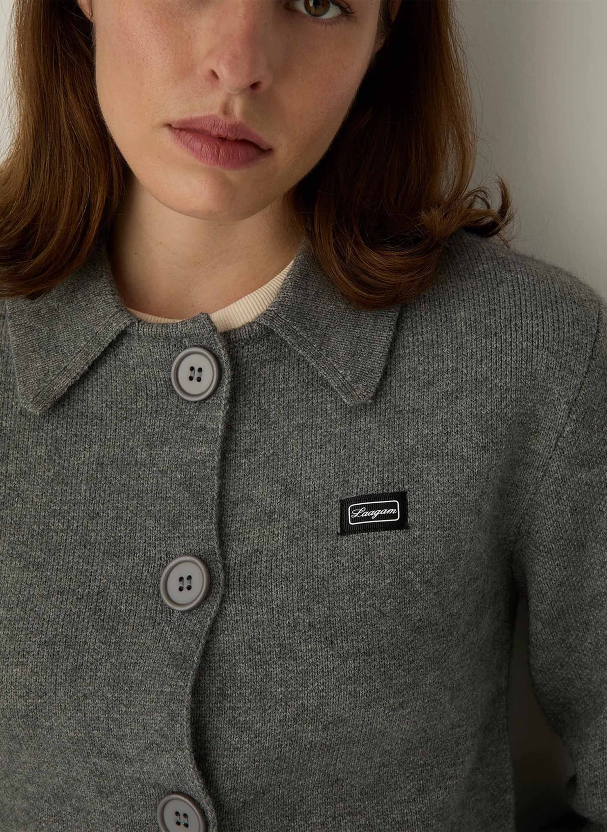 Short plain straight-cut cardigan LAAGAM Grey