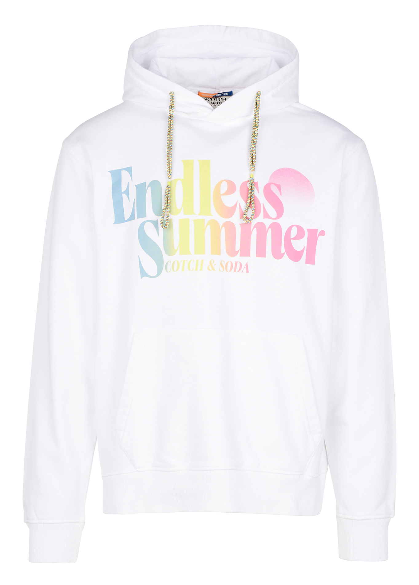 Regular-fit, katoenen sweater met capuchon en zeefdruk SCOTCH AND SODA Wit