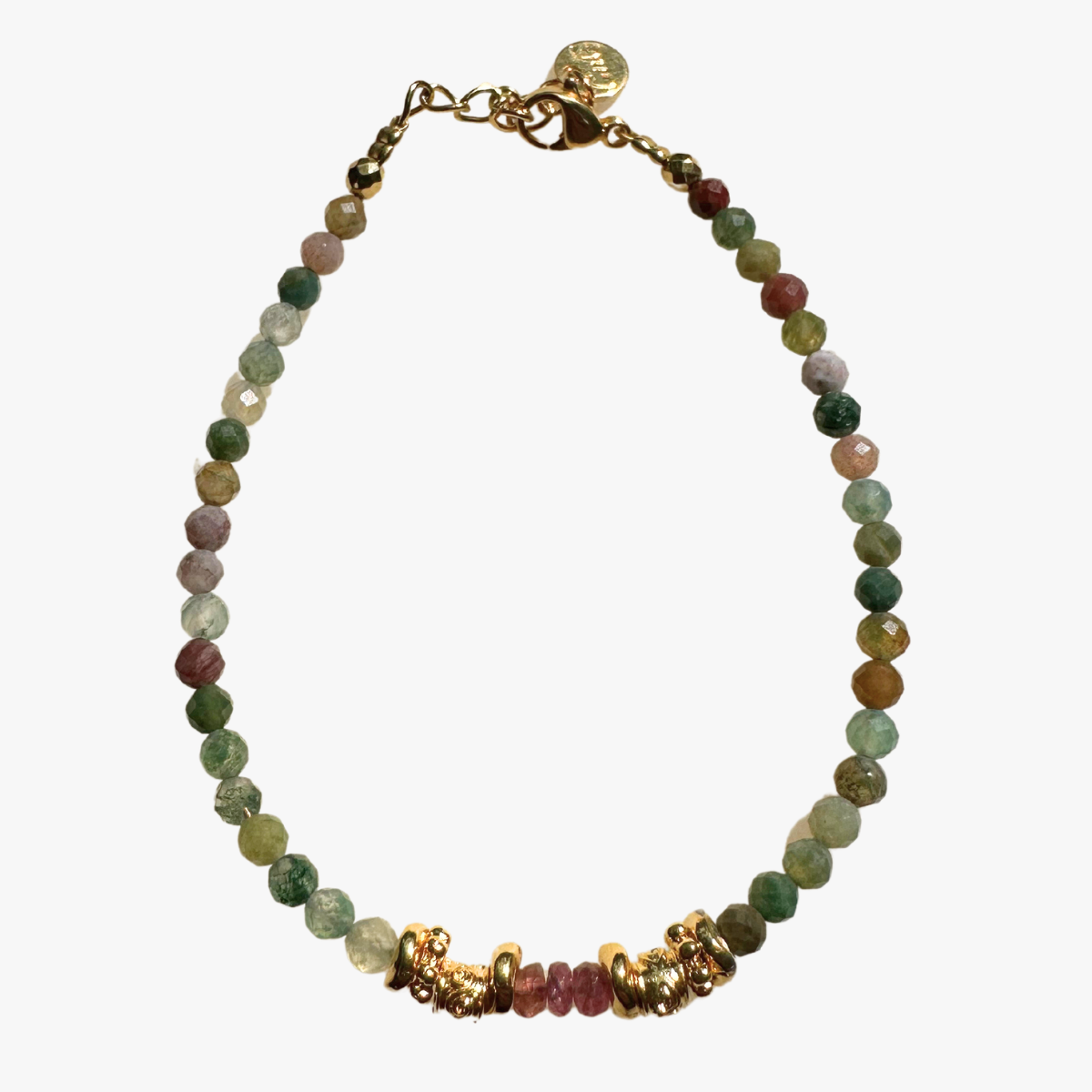 Indian agate and pink tourmaline bracelet GINANDGER Blue