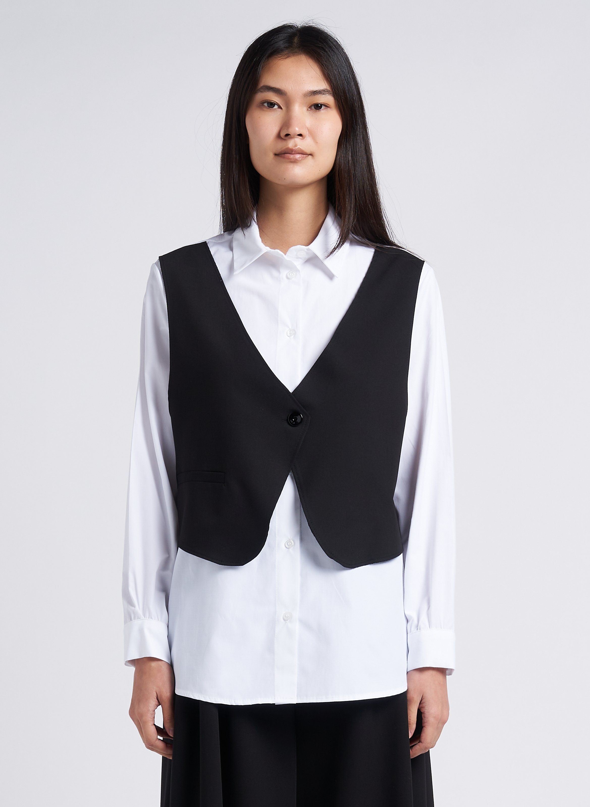 Straight layer-effect shirt with classic collar IMPERIAL White