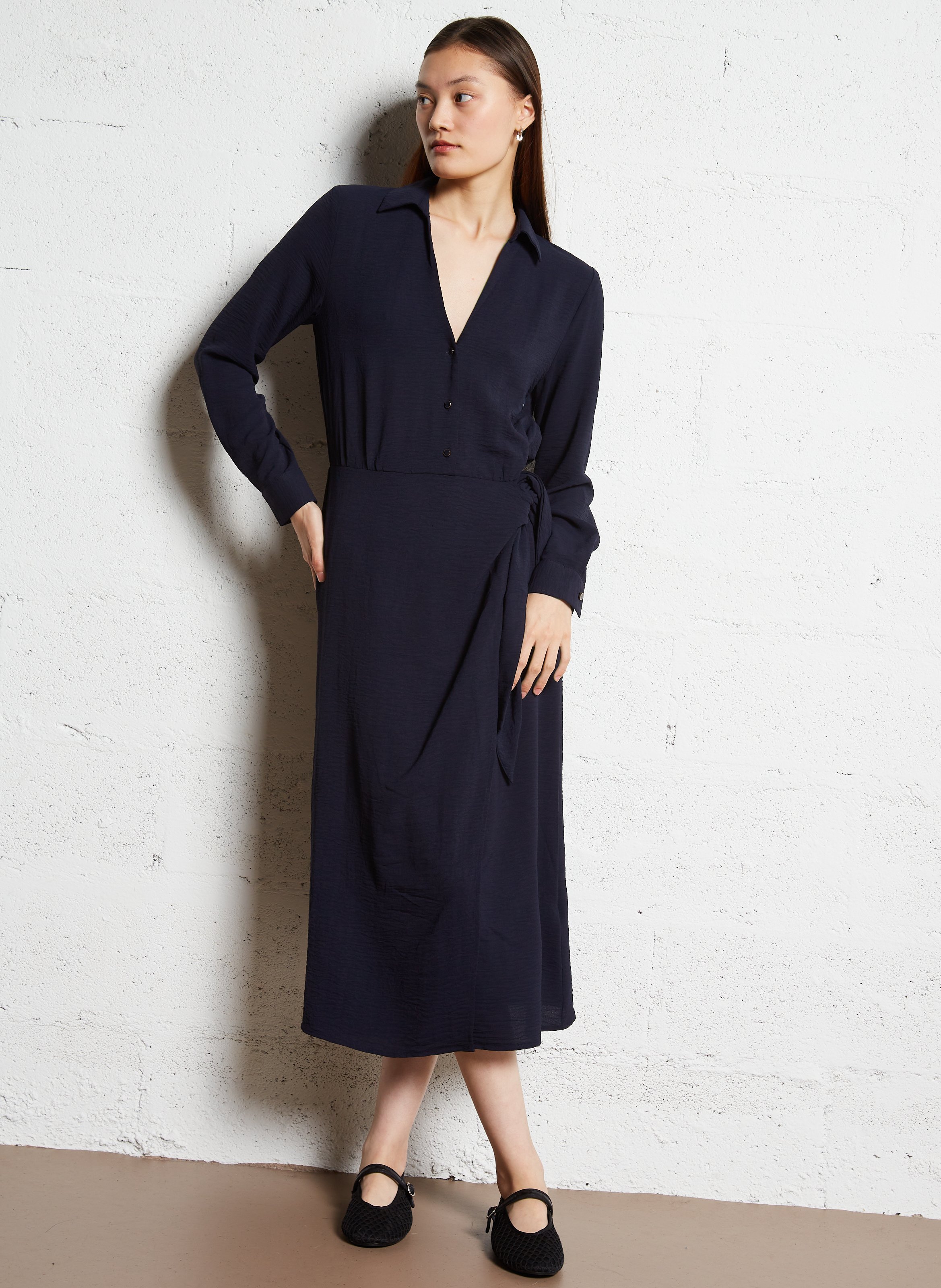 Lange jurk met overhemdkraagje LA PETITE ETOILE Blauw