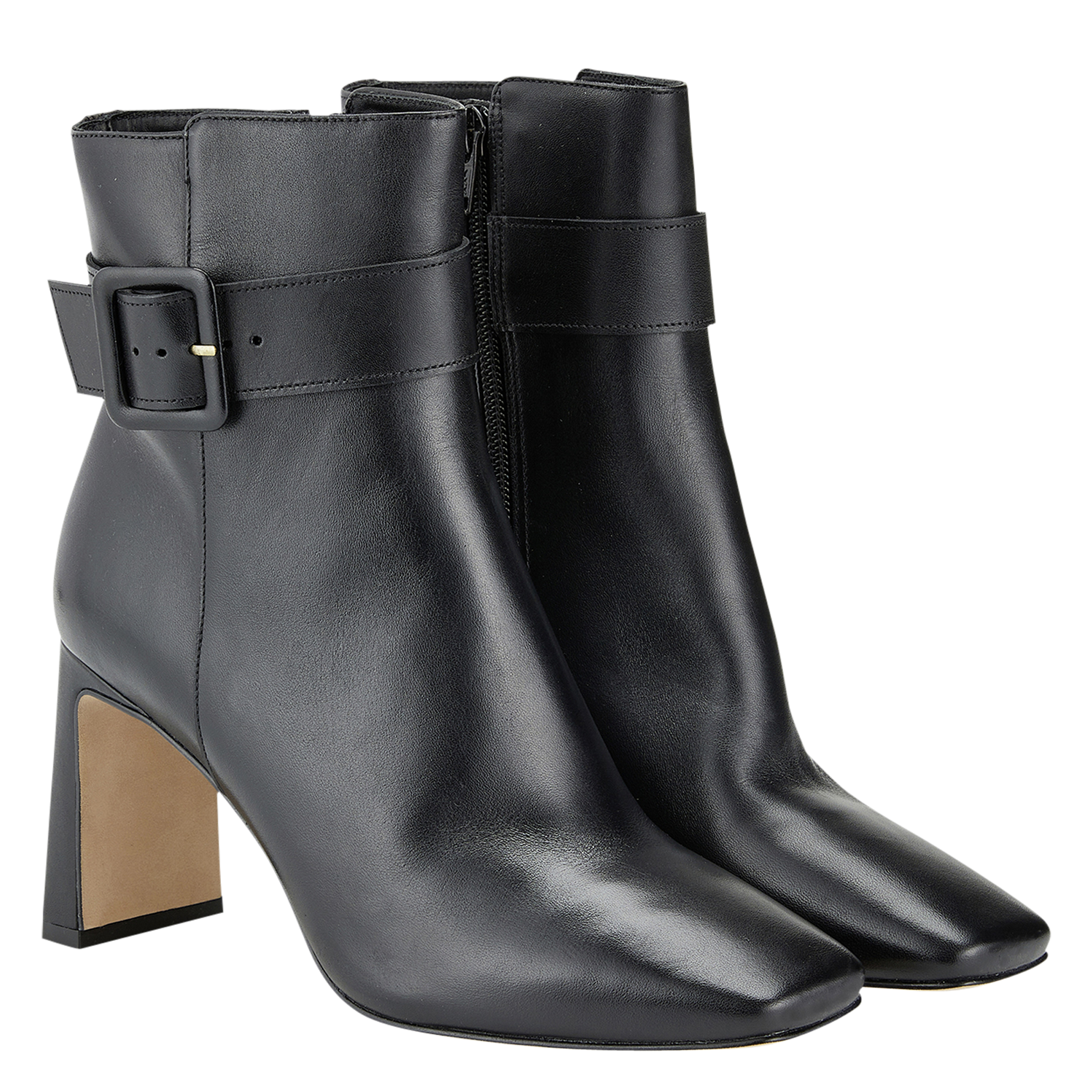 - 100% leather, - Round toes, - Inner zip fastening, - Heel height: 9 cm. COSMOPARIS Black