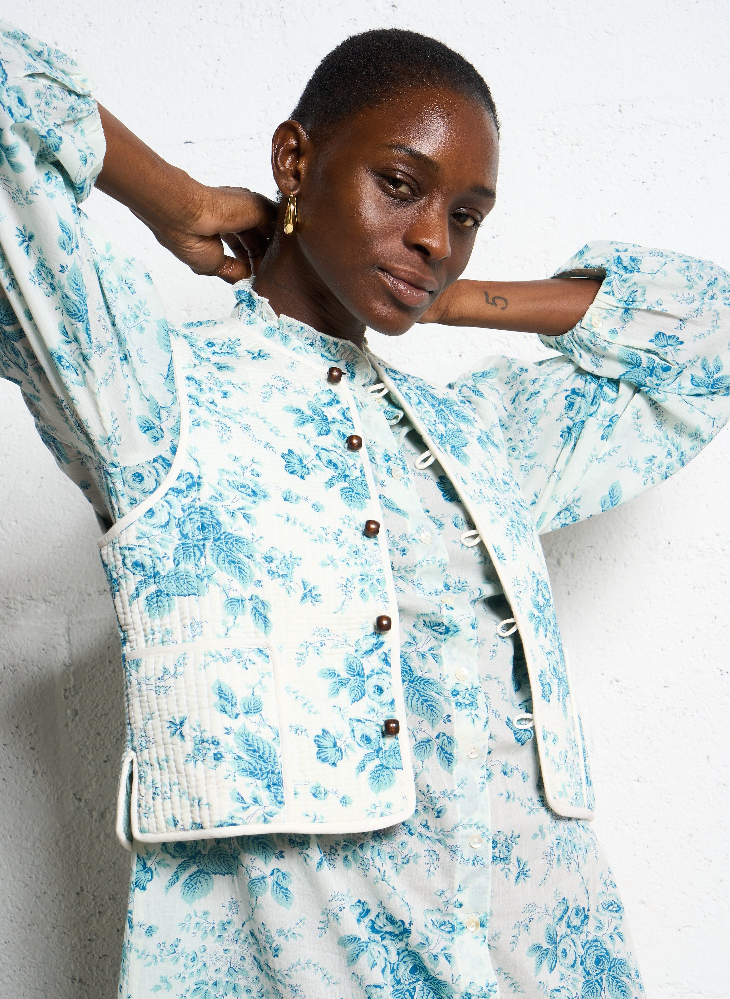 Round-neck cotton cardigan ANTIK BATIK Green