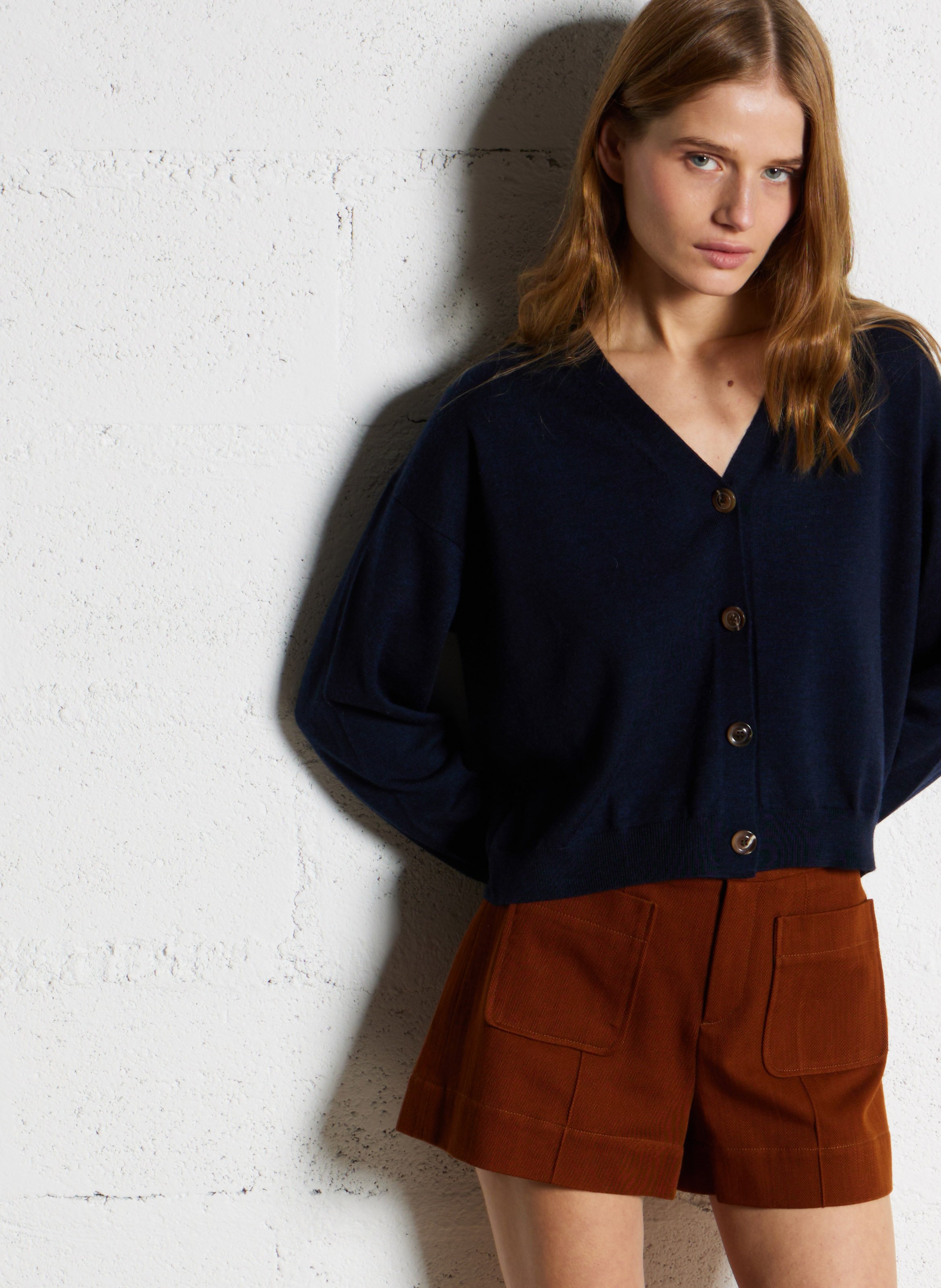 Gilet boutonné en laine SOEUR Bleu