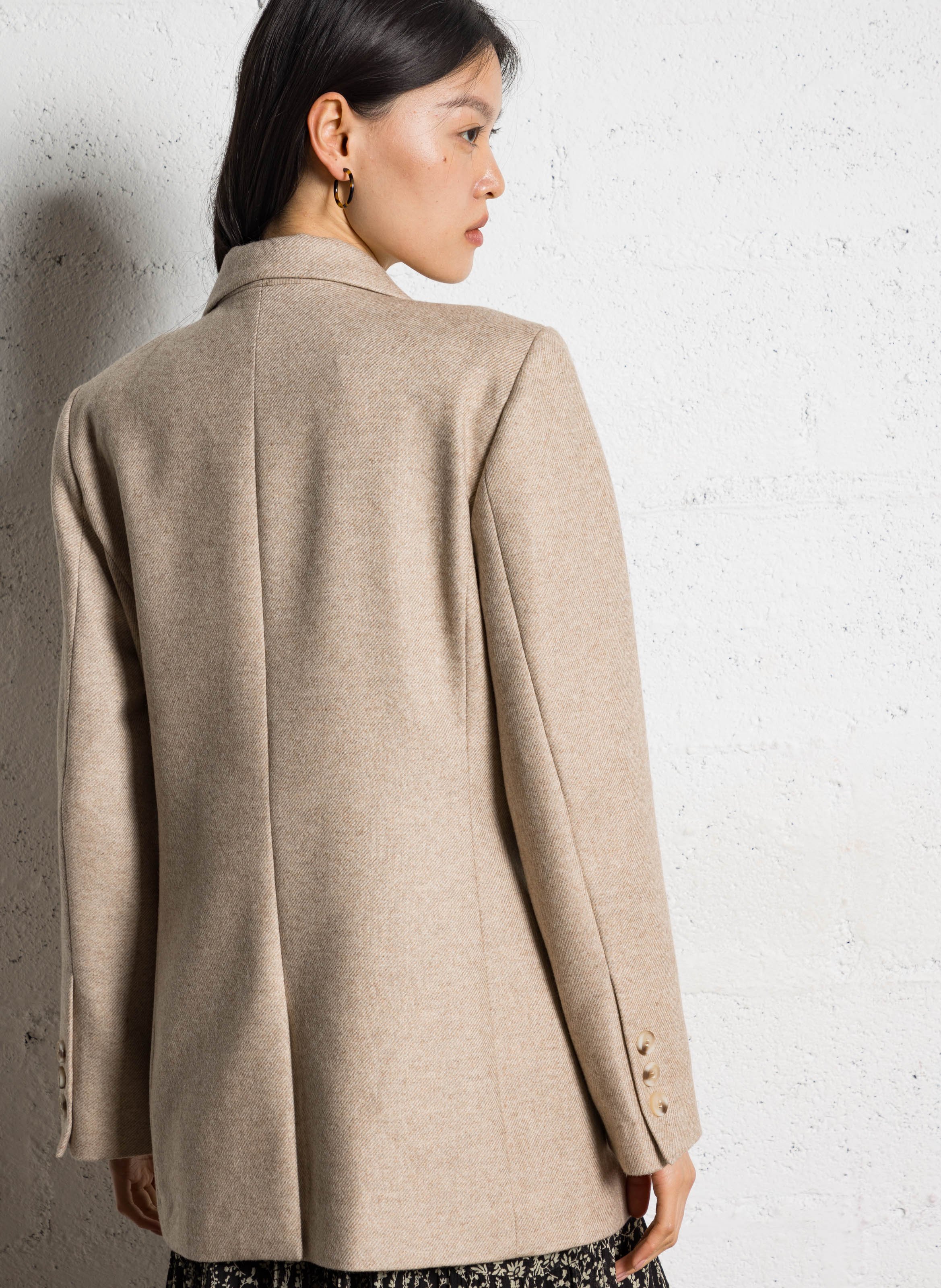 Long wool-blend jacket MAISON HOTEL Beige
