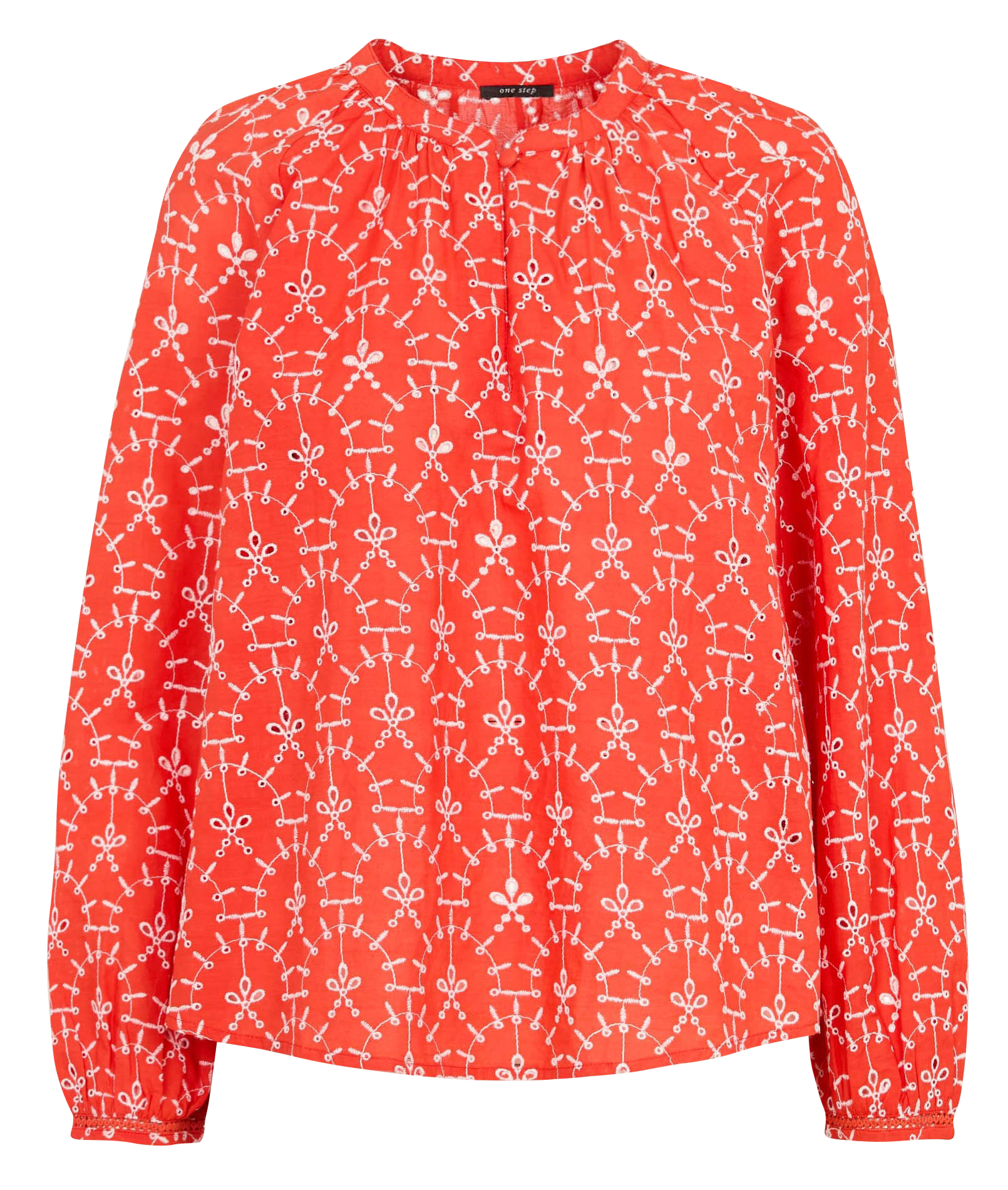 Blouse droite en coton brodé ONE STEP Orange