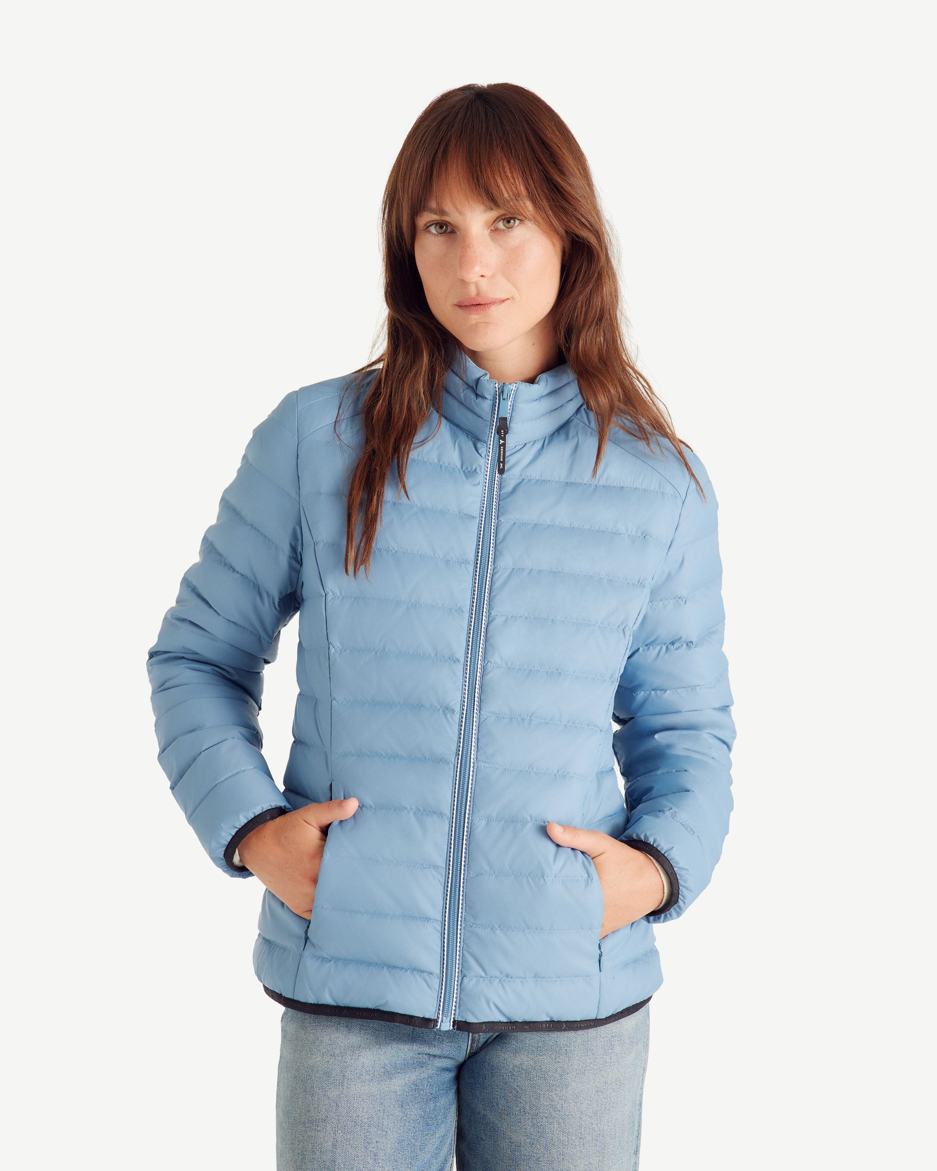 Lightweight down jacket with denim details flight wnw jott x denham JOTT Blue