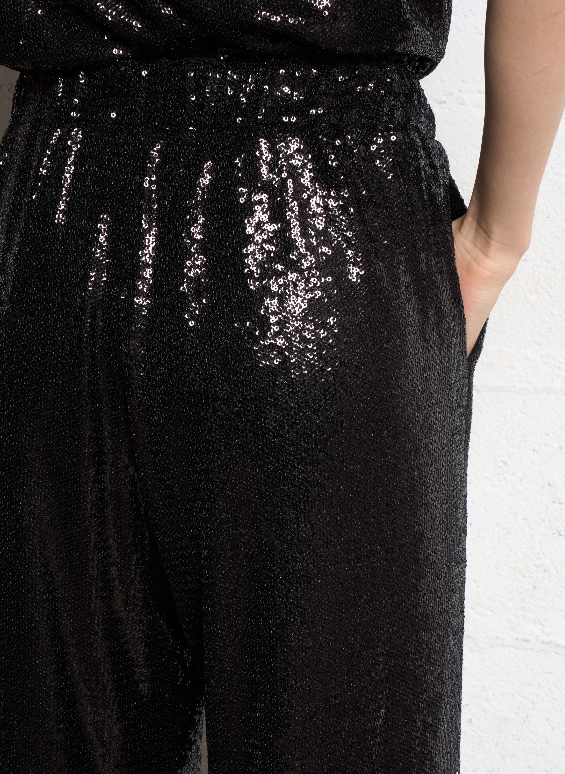 Pantalon large orné de sequins  SUNCOO Noir