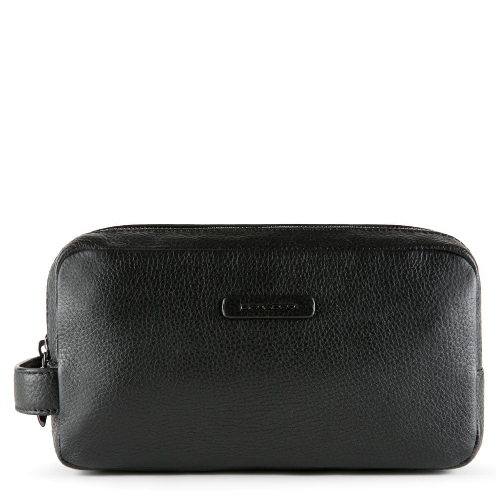 Leather toiletry bag PIQUADRO Black