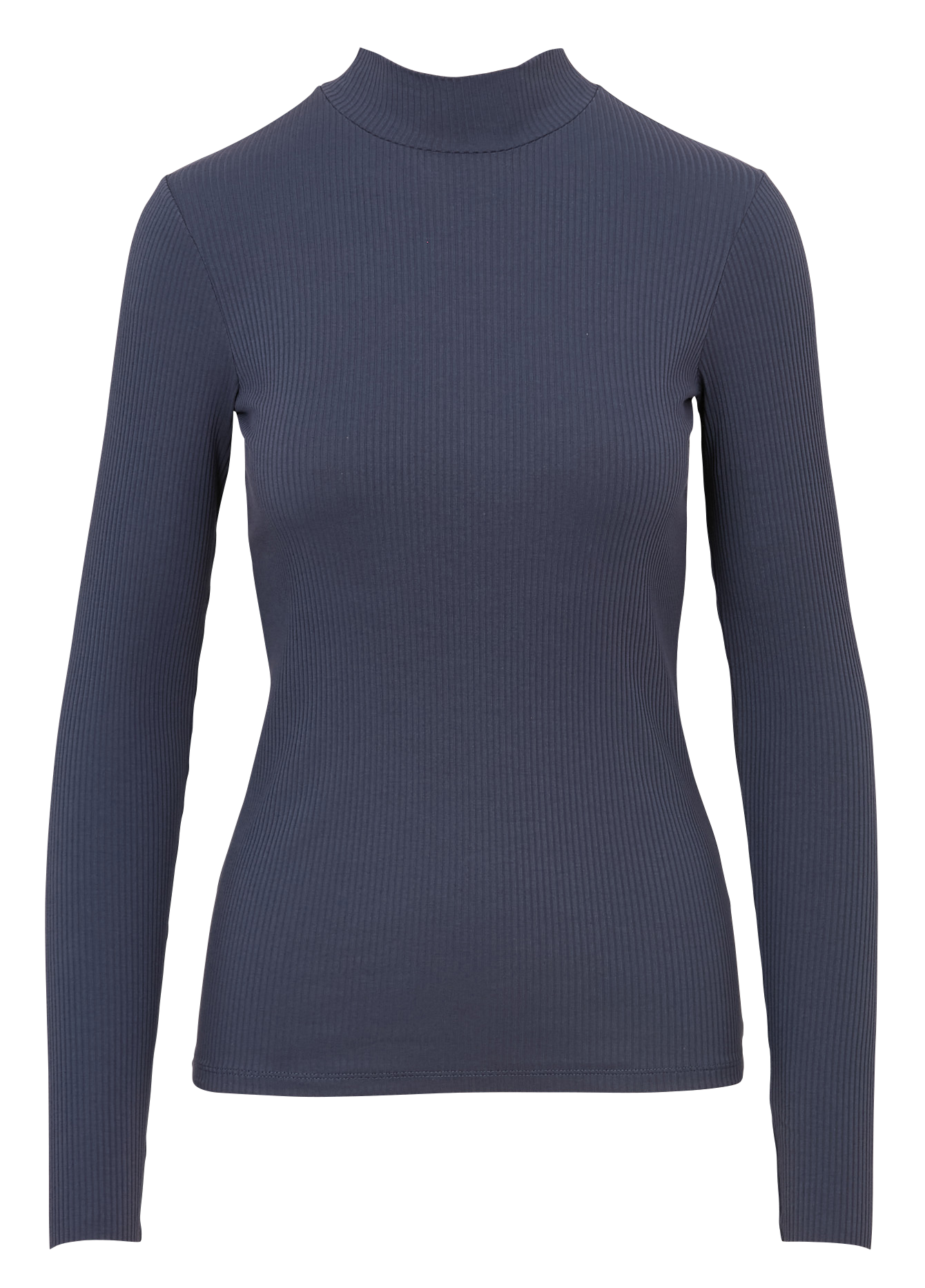 Ribbed Long Sleeve Top Solid HARTFORD Blue