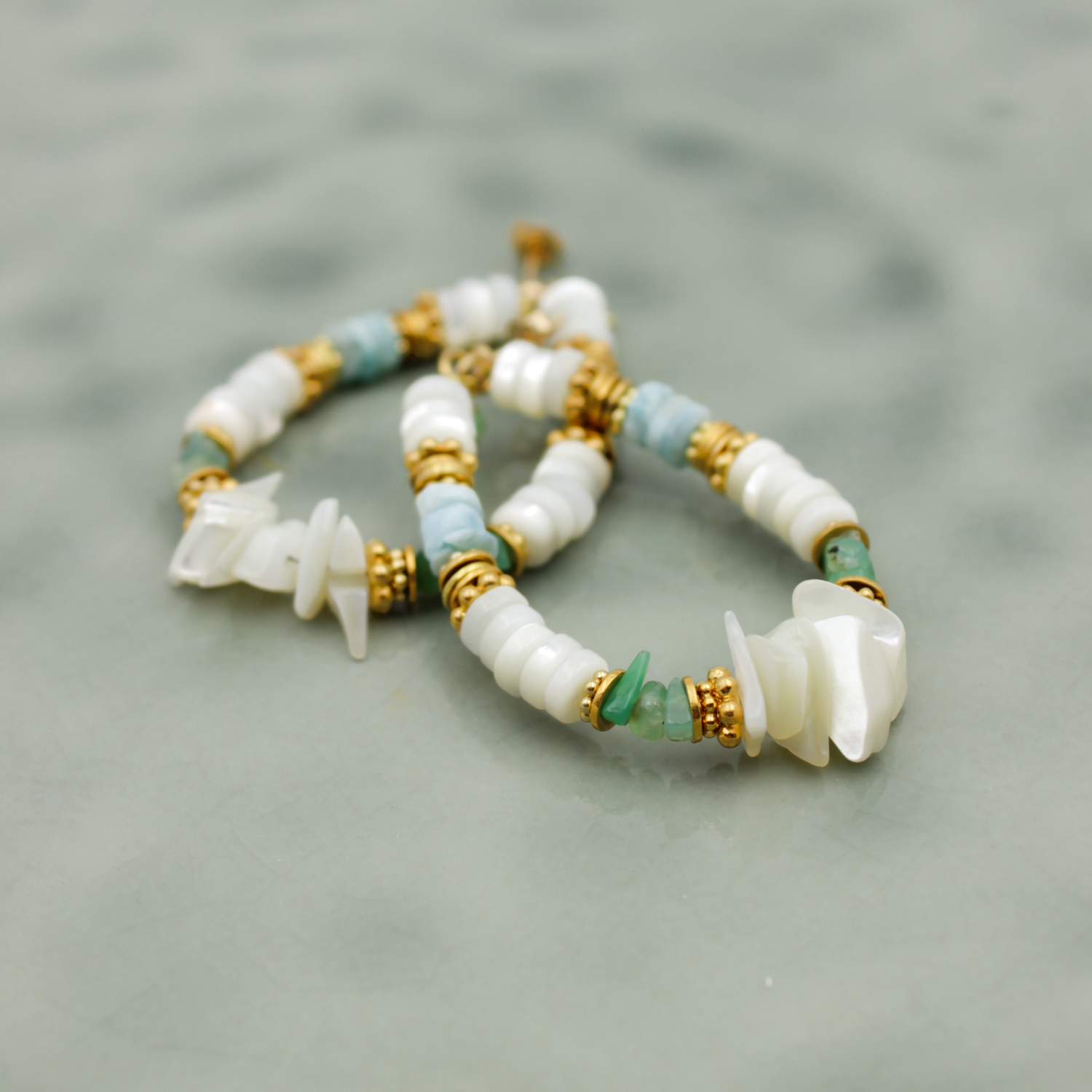 Heishi and Crunches Earrings - Eve L'ATELIER DES DAMES Golden