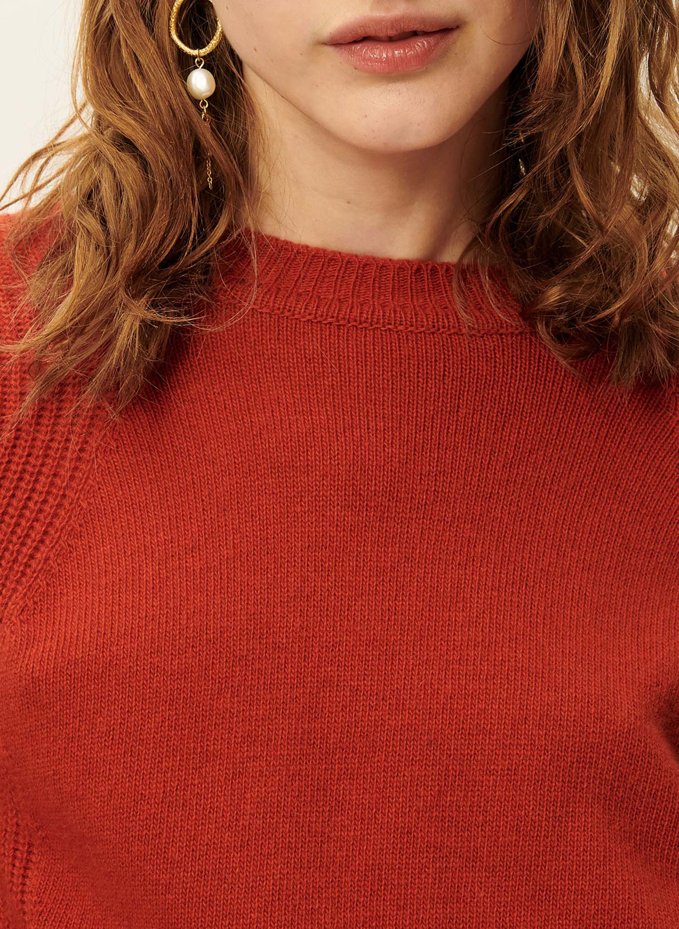 Straight round-neck wool sweater SESSUN Red