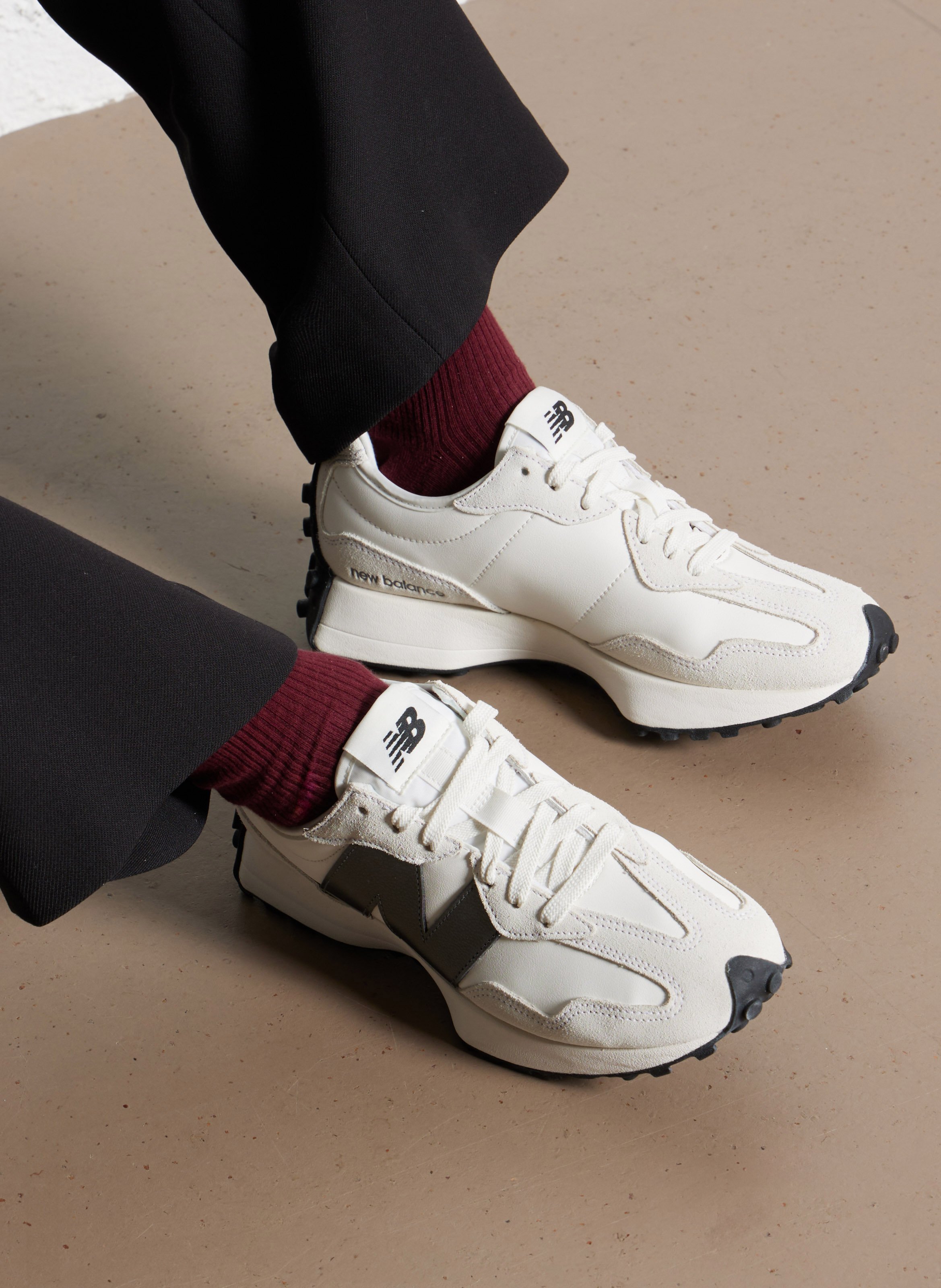 Low-top leather mix sneakers NEW BALANCE White