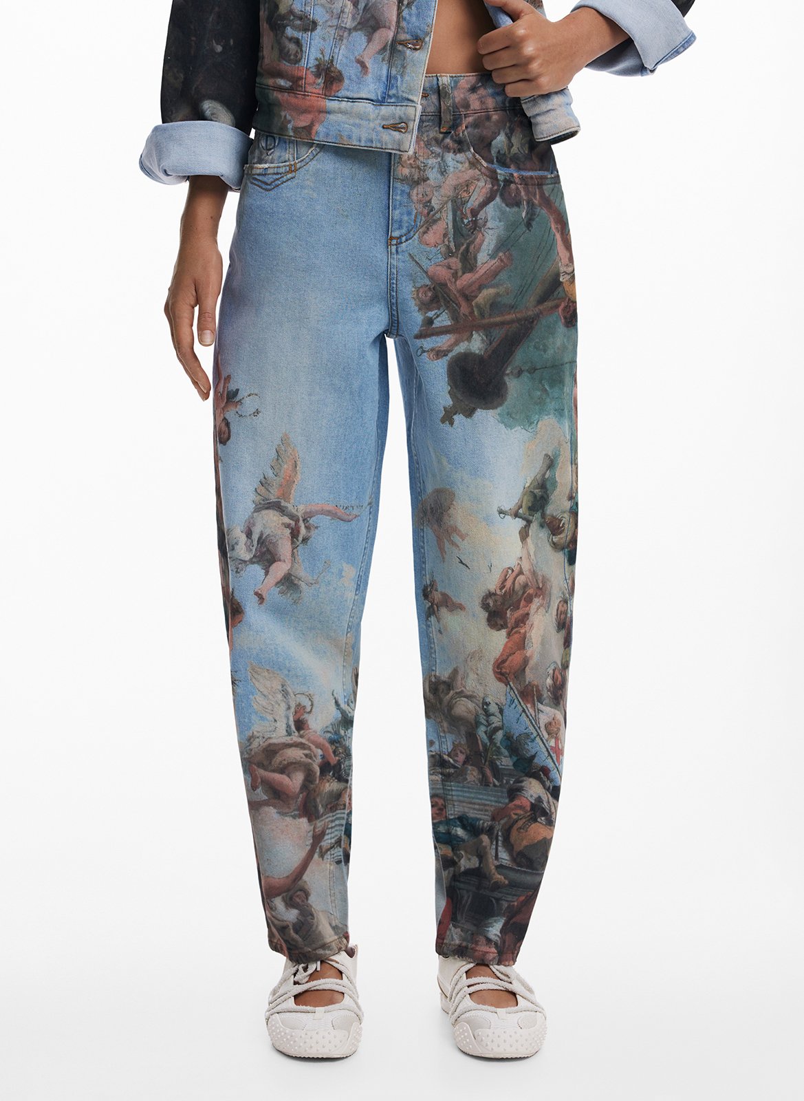 Pantaloni a palloncino con motivi in misto cotone DESIGUAL Blu