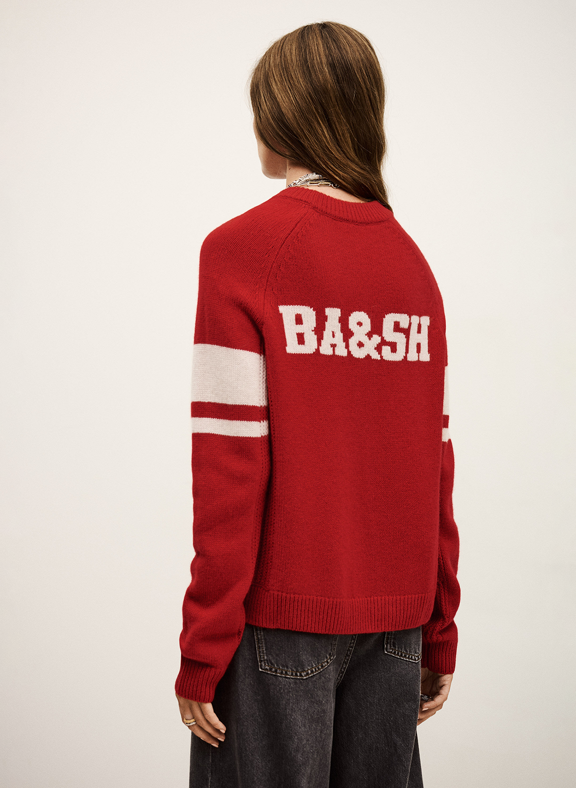 Pull droit col rond en cachemire BA&SH Rouge