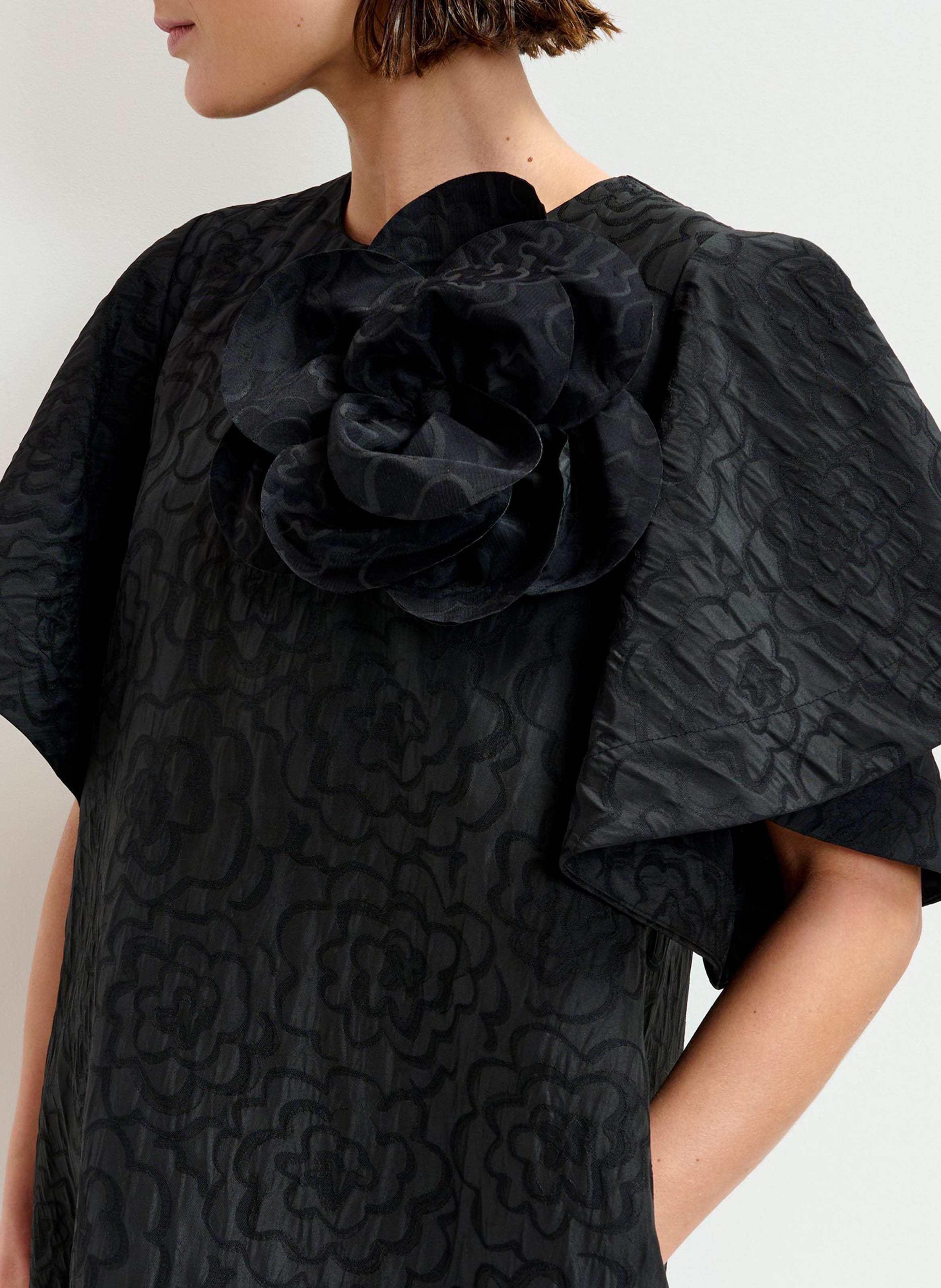 Robe courte col rond en jacquard imprimé ESSENTIEL ANTWERP Noir