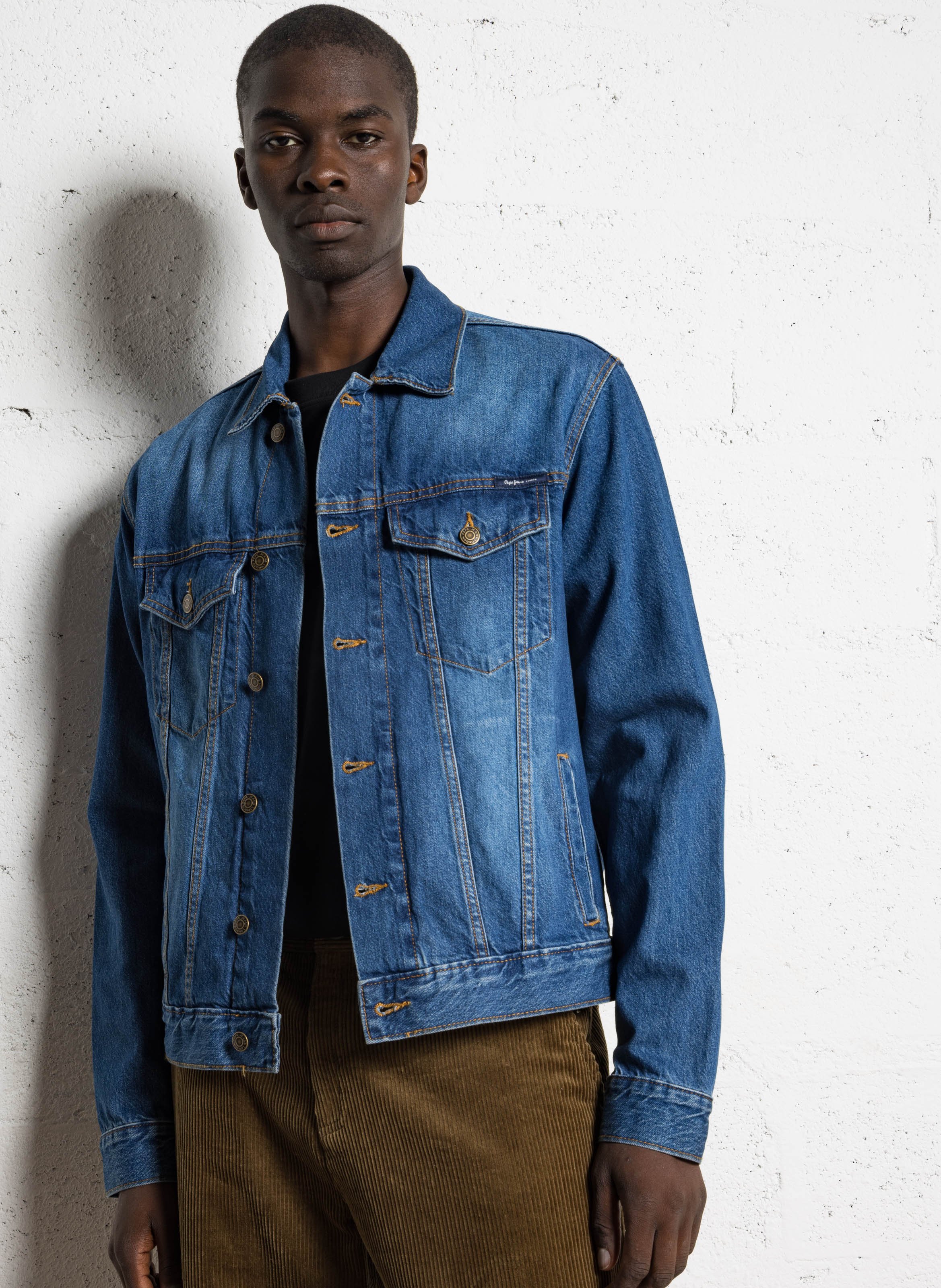 Veste droite en coton PEPE JEANS Bleu