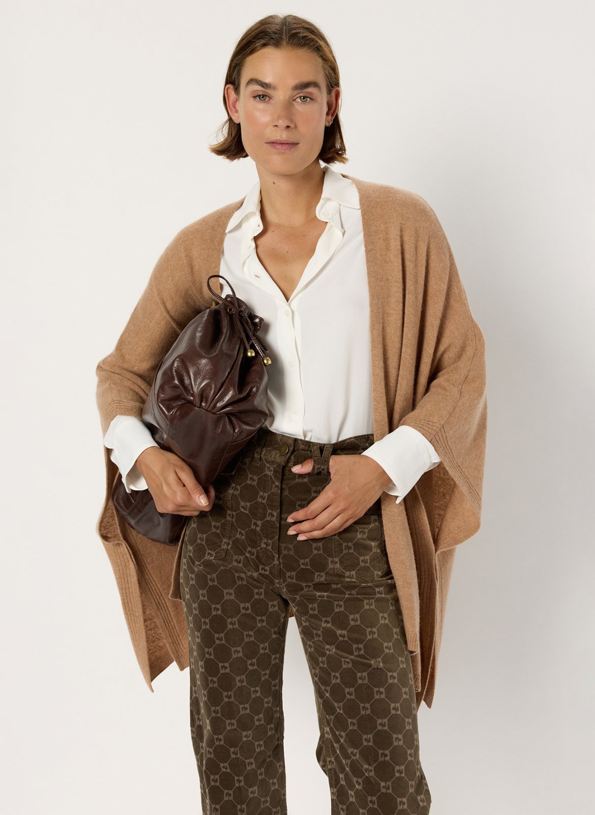 Loose-fit cashmere poncho GERARD DAREL Brown