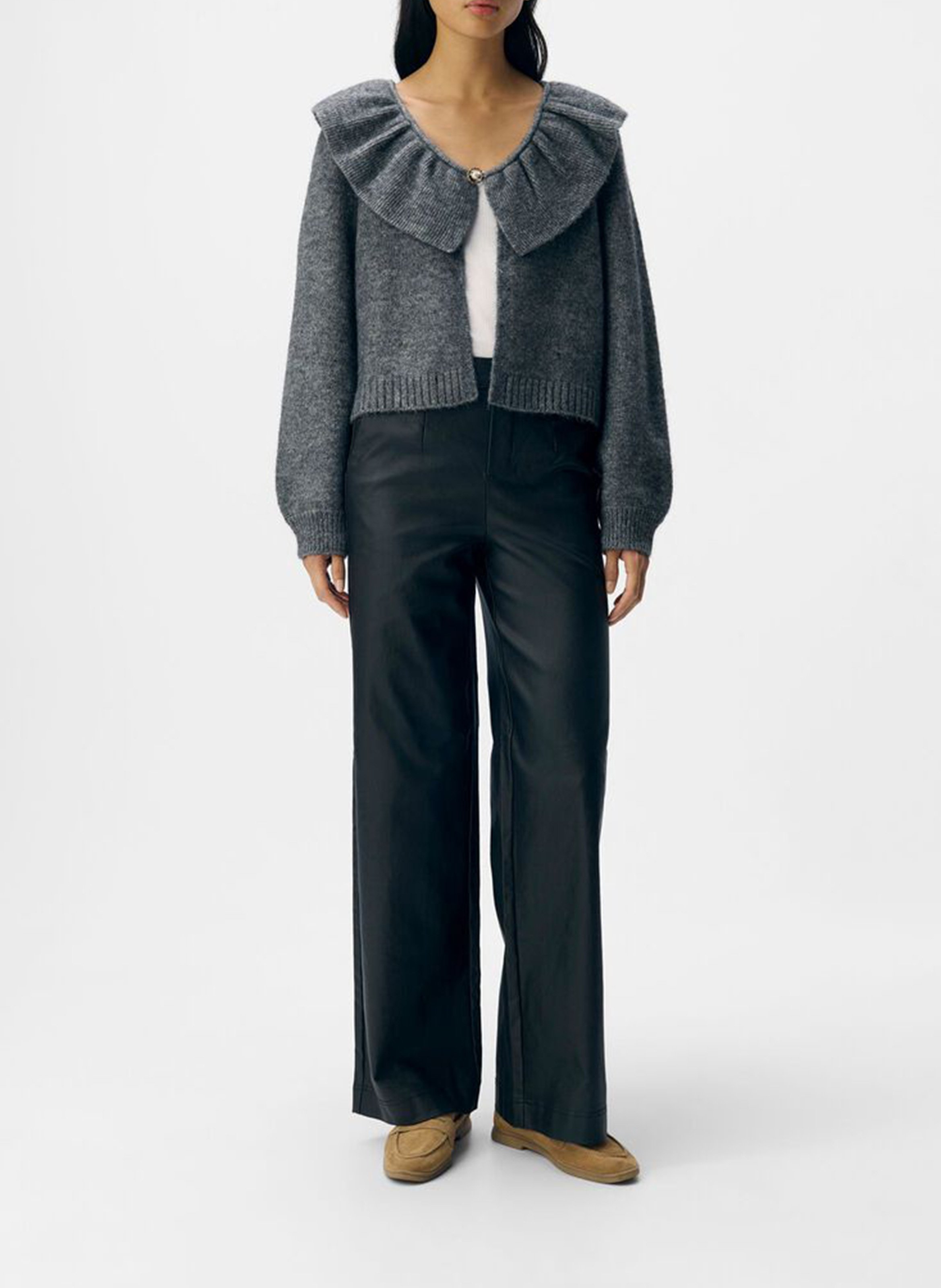 Recht gebreid vest met ronde hals OBJECT Grijs