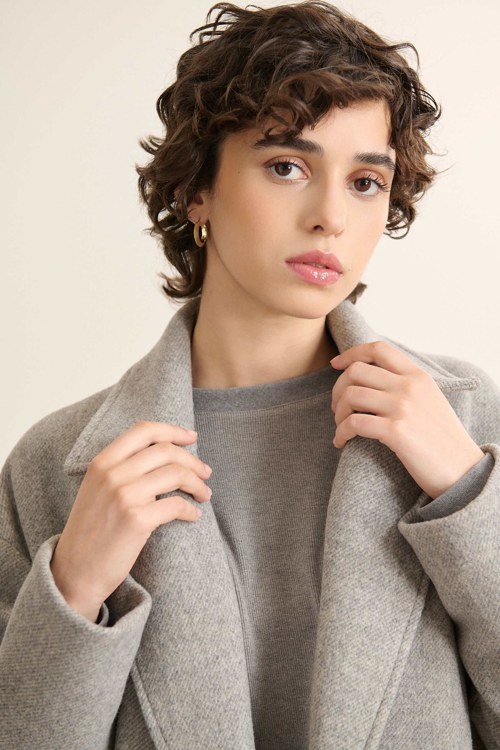 Oversized long wool blend coat GARANCE PARIS Grey