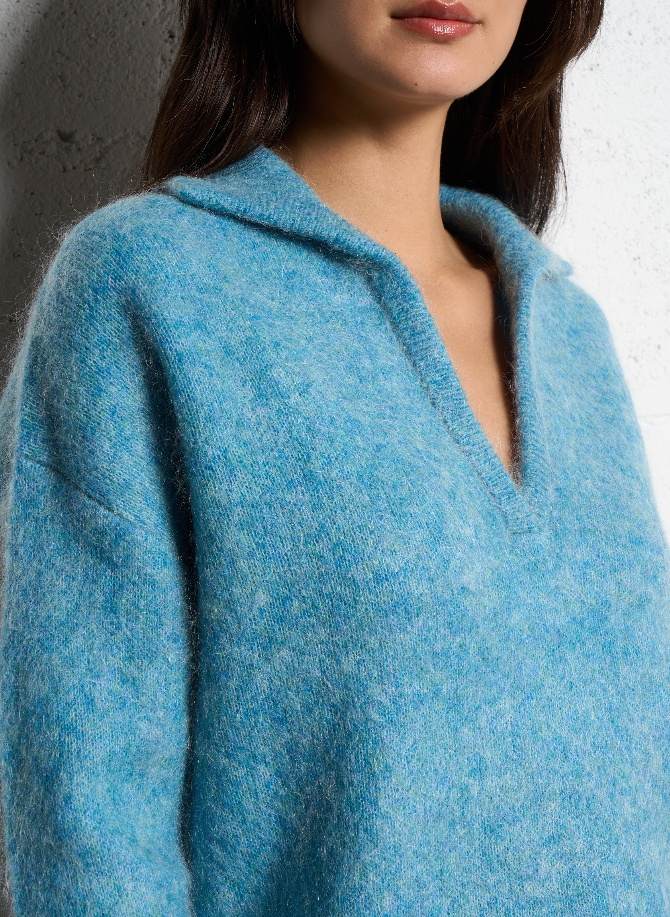 Pull col v en laine mélangée MAISON 123 Bleu