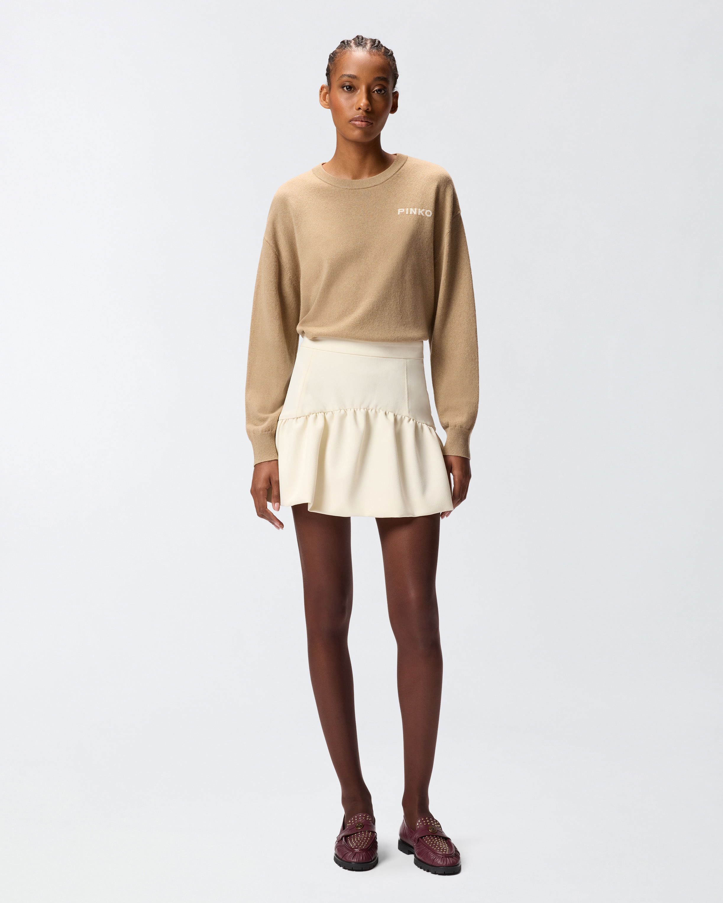 Sweater with maxi love birds logo PINKO Beige