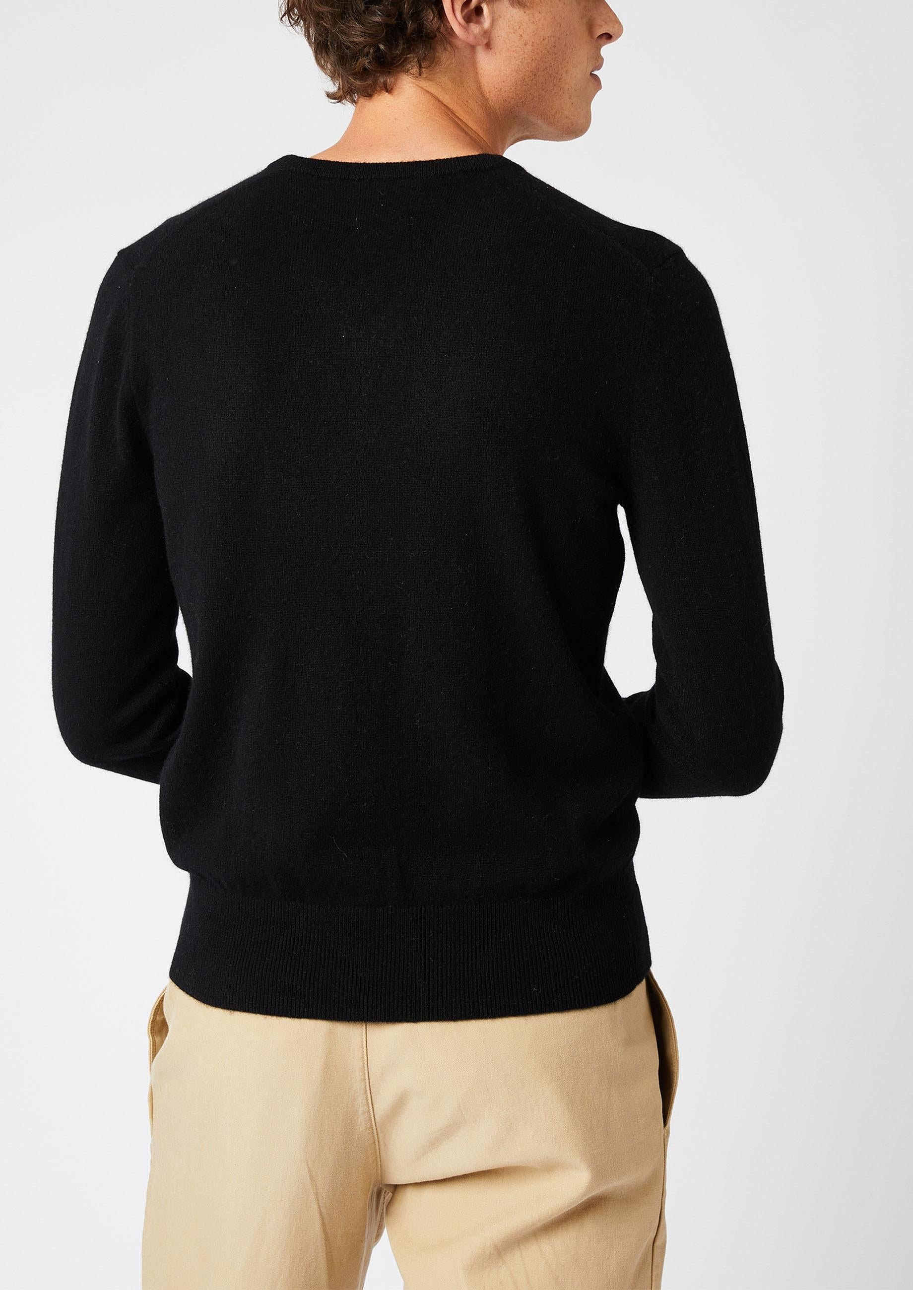 Pull homme col v en cachemire 2 fils RODIER Noir