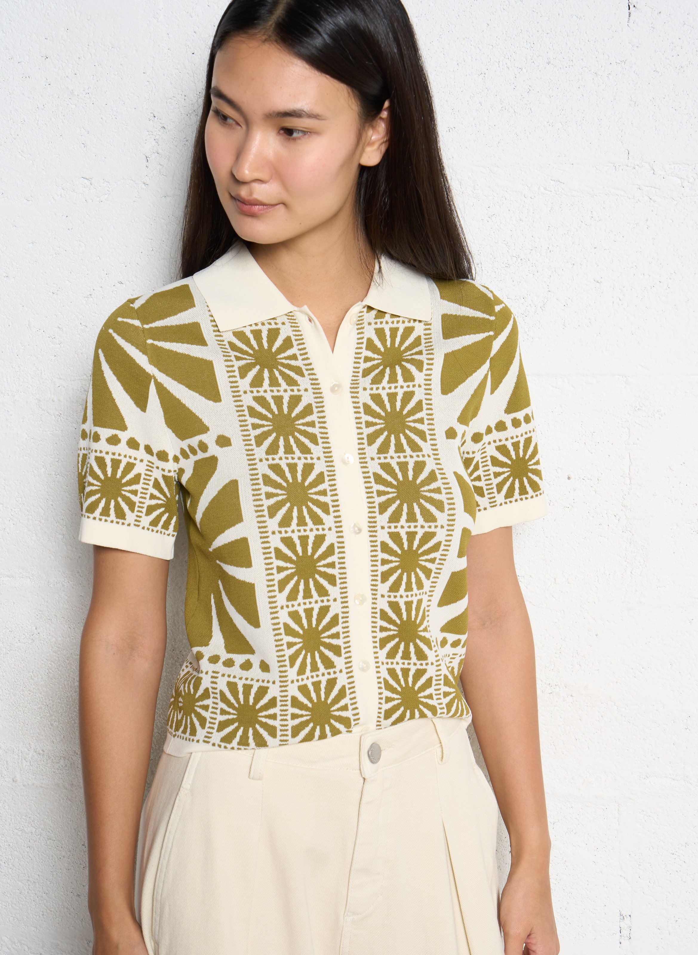 Gilet droit manches courtes imprimé SUNCOO Vert