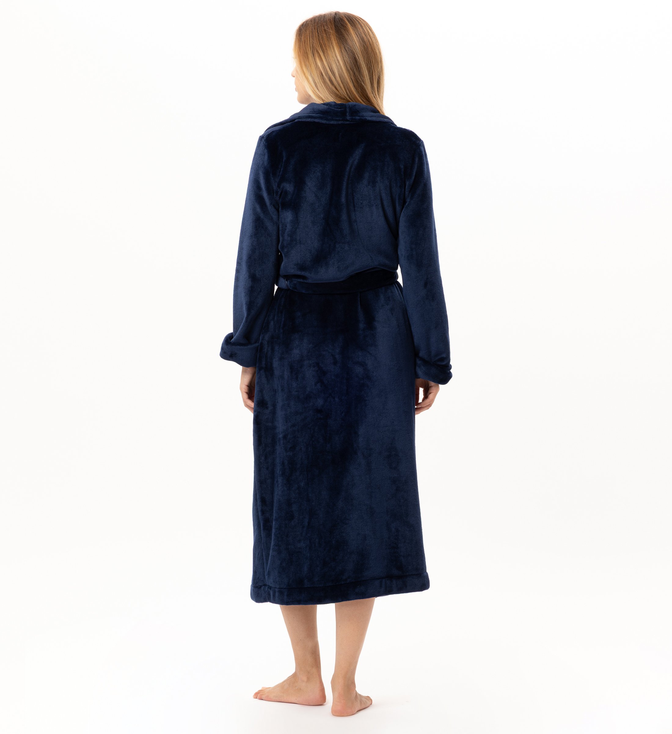 Long plush flannel wrap robe LE CHAT Blue