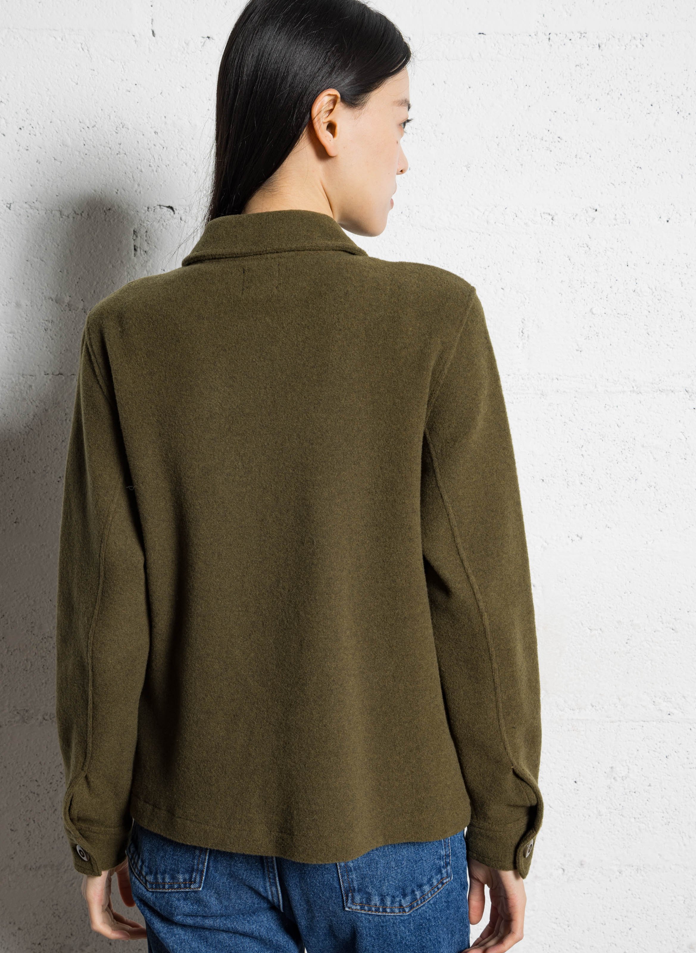 Cardigan droit col classique en maille BENSIMON Kaki