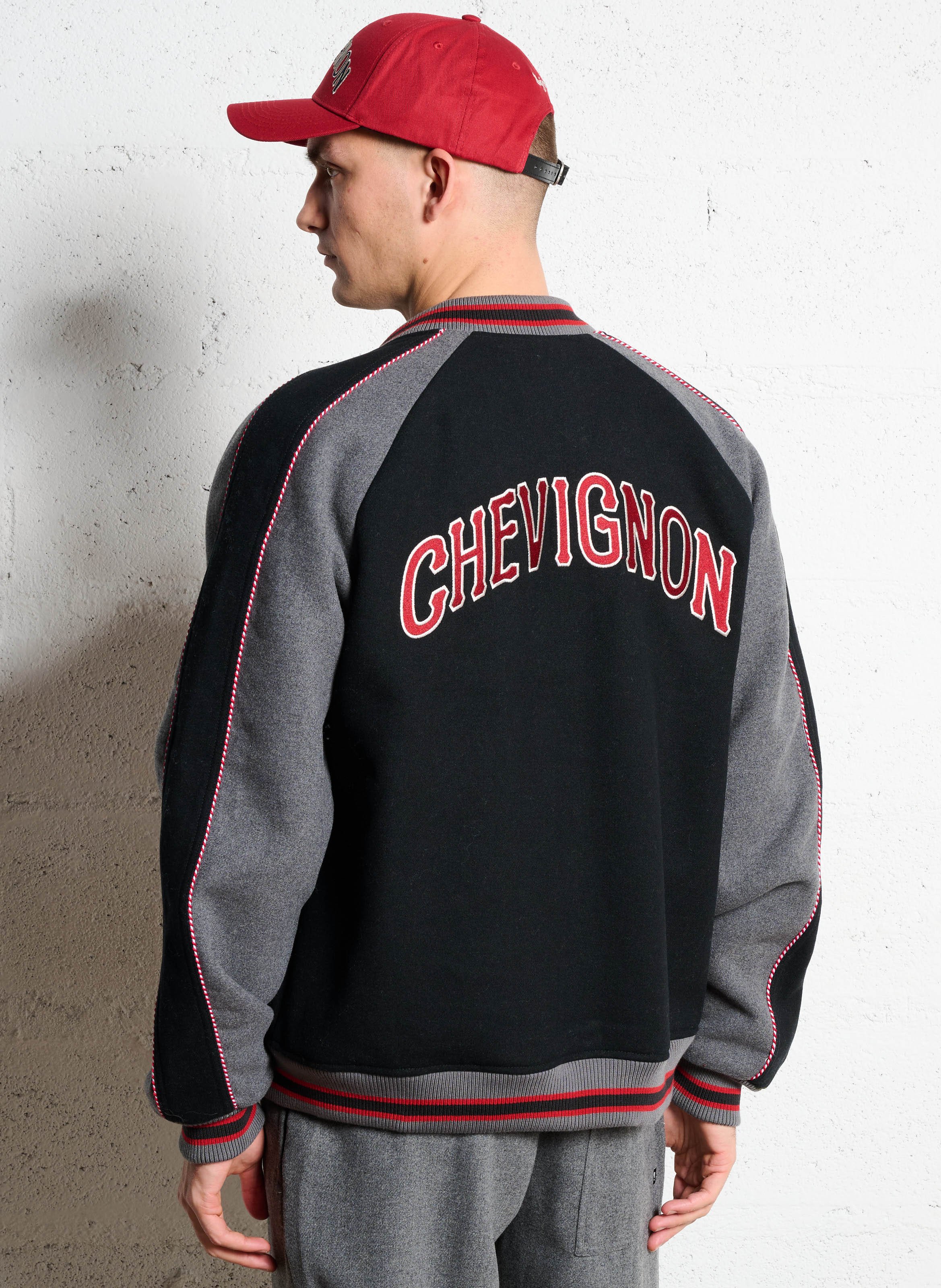 Embroidered wool blend teddy jacket CHEVIGNON Black