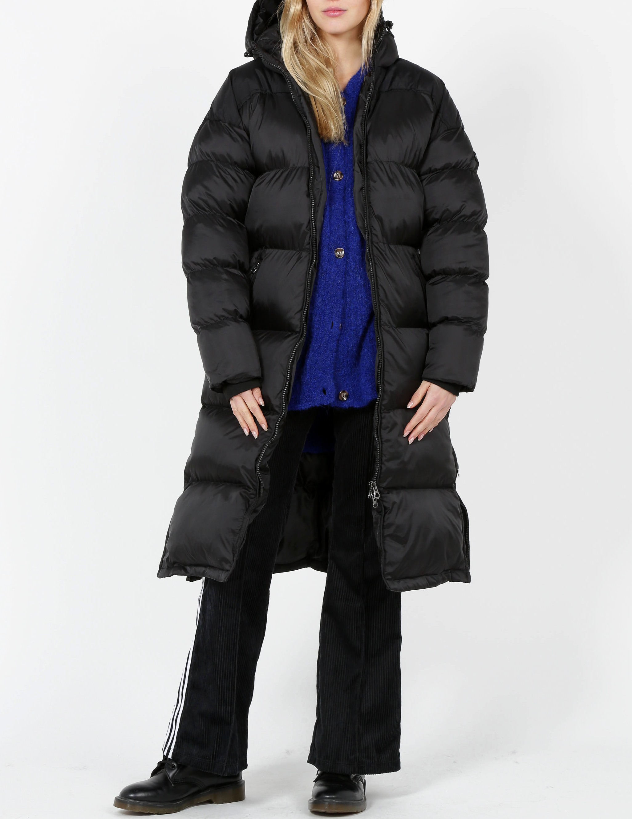 Lange Steppjacke mit Kapuze SCHOTT Schwarz