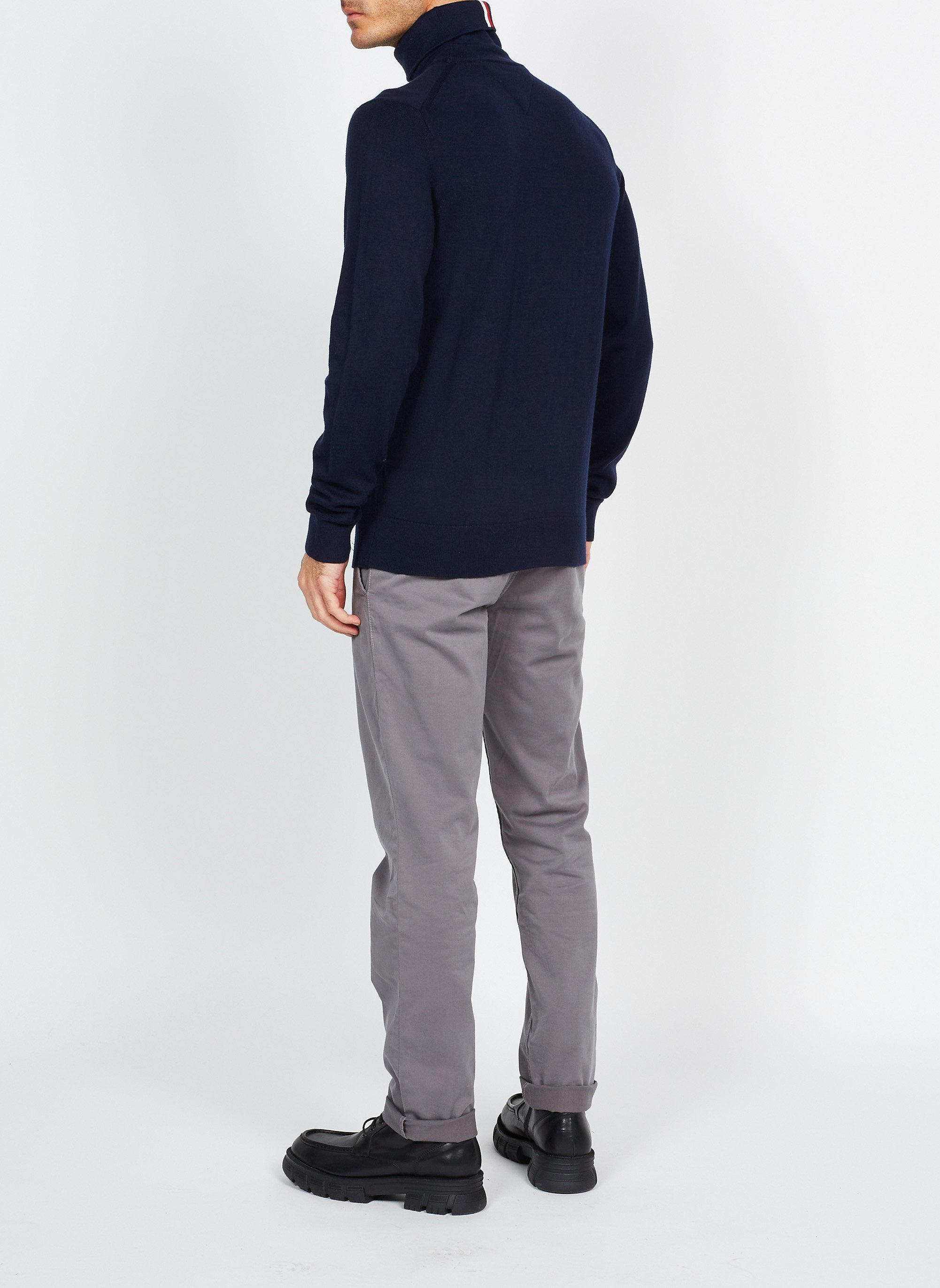 Regular-fit organic cotton-blend turtleneck Blue