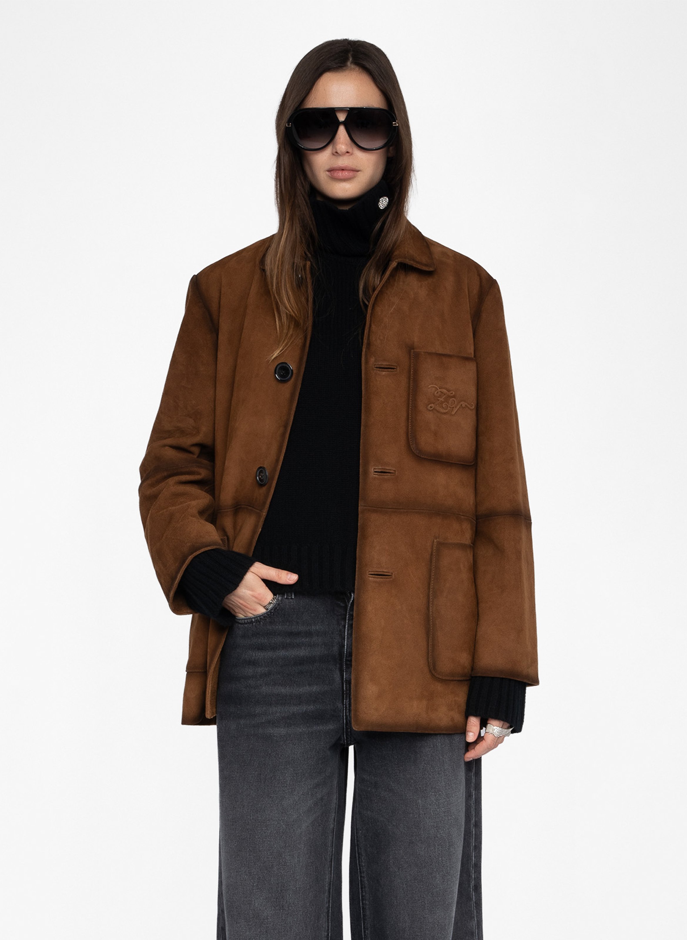 Leather jacket with classic collar ZADIG&VOLTAIRE Brown