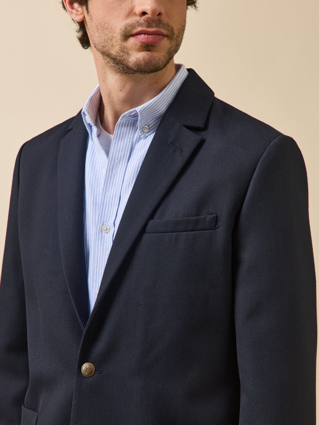 Blazer jacket in twill with gold buttons CYRILLUS Blue