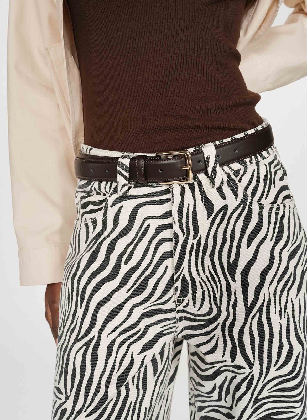 Jena baggy taille haute imprimé zèbre GRACE ET MILA Blanc