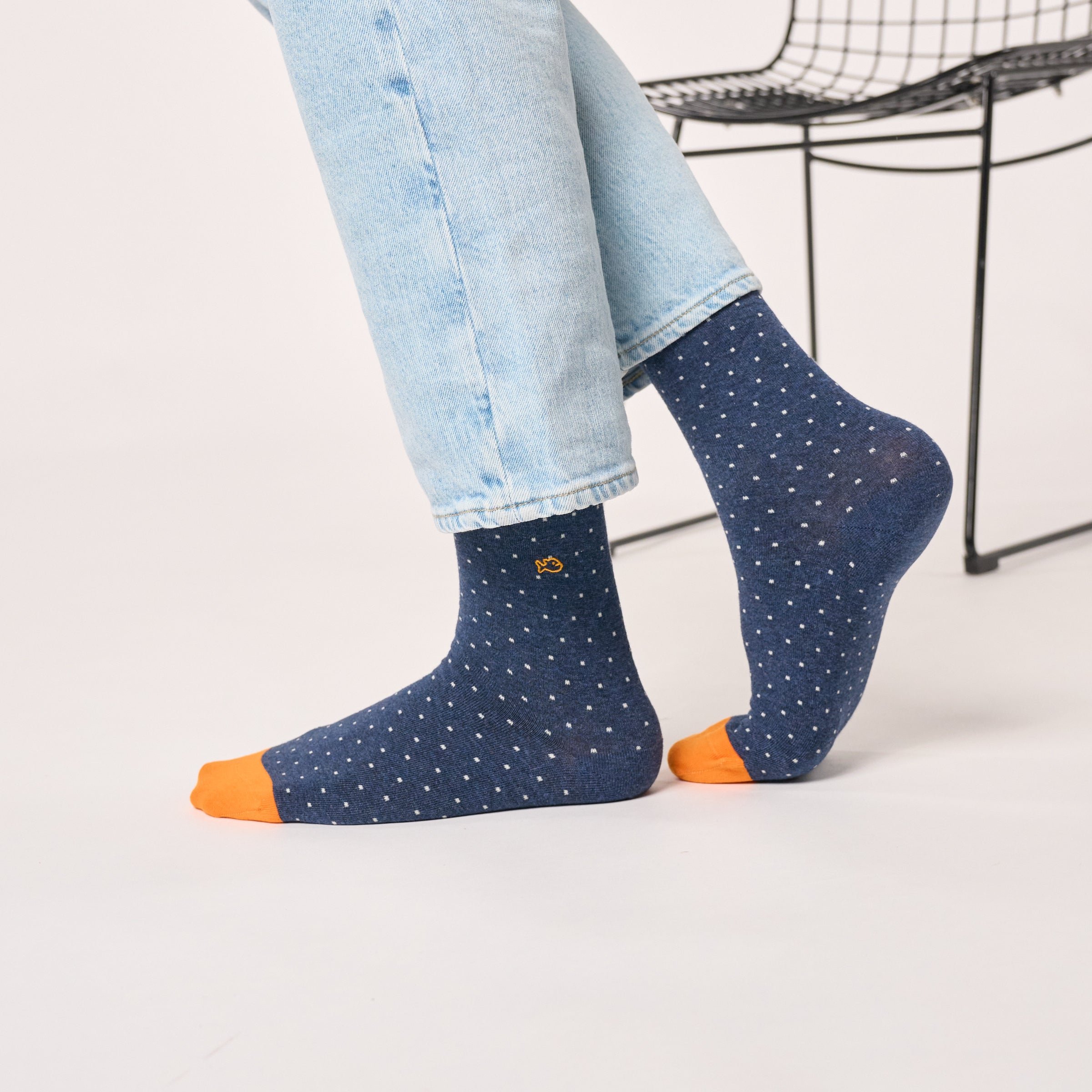 Combed cotton socks with polka dots BILLYBELT Blue