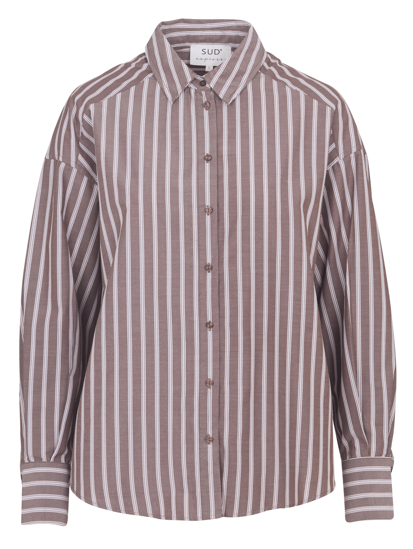 Striped loose-fit shirt with classic collar SUD EXPRESS Brown